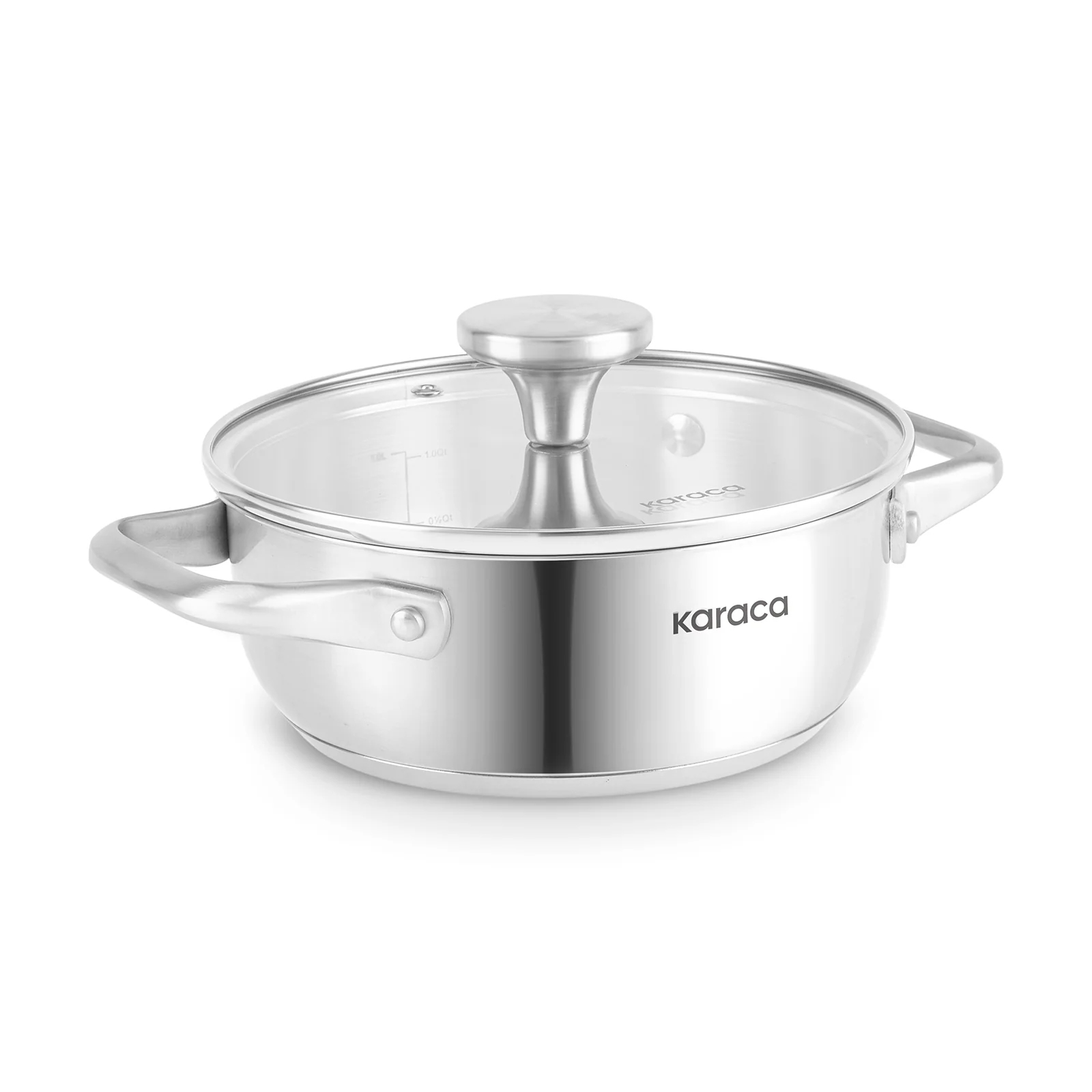 Karaca Elite Stainless Steel Induction Shallow Casserole & Lid, 18cm, Silver - Image 6