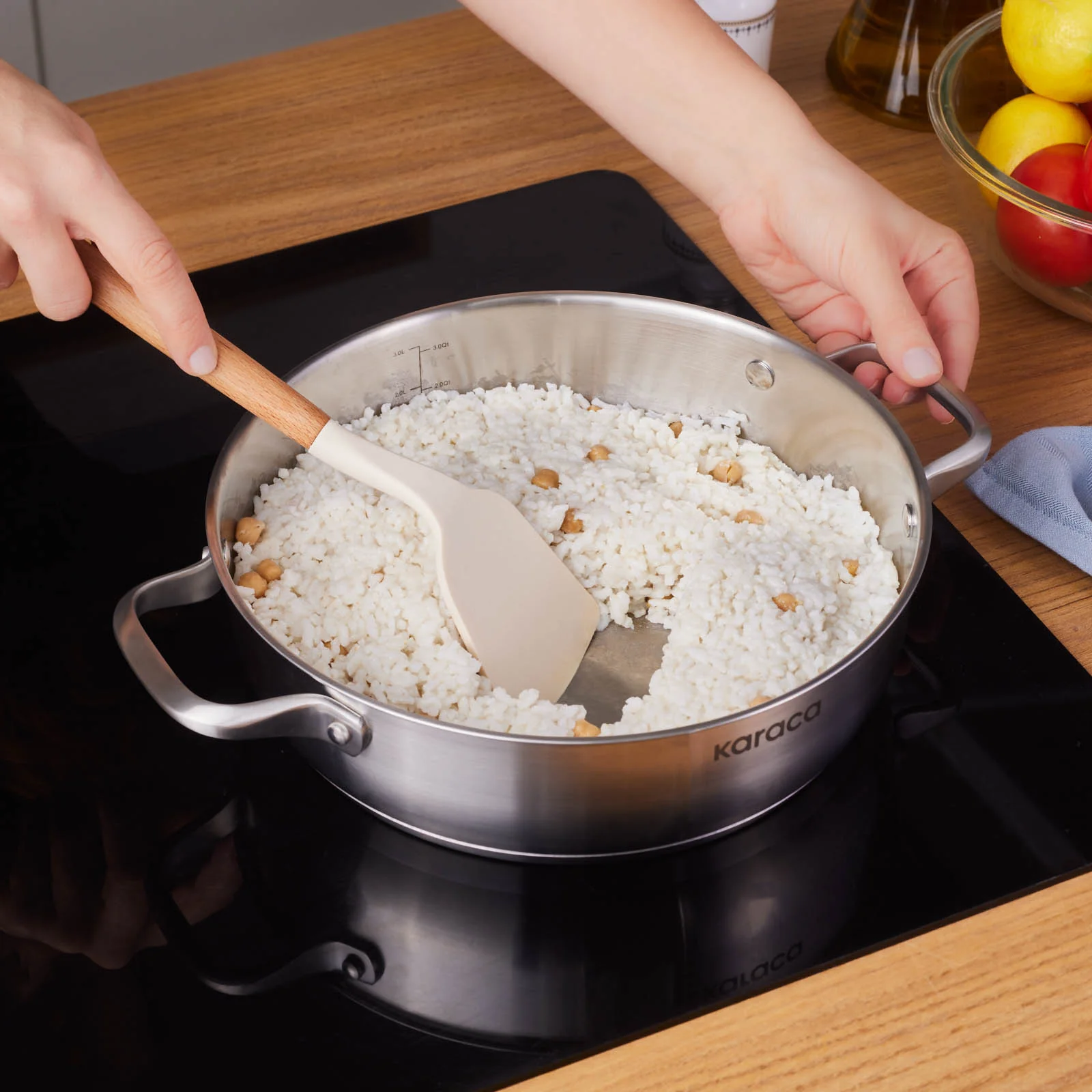 Karaca Elite Stainless Steel Induction Shallow Casserole & Lid, 26cm, Silver - Image 2