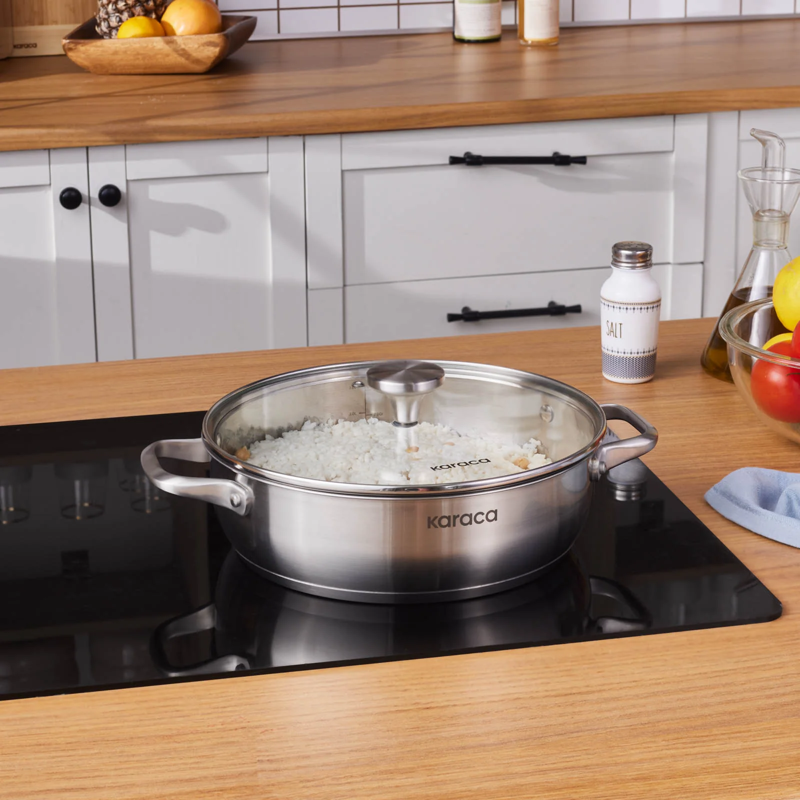 Karaca Elite Stainless Steel Induction Shallow Casserole & Lid, 26cm, Silver - Image 3