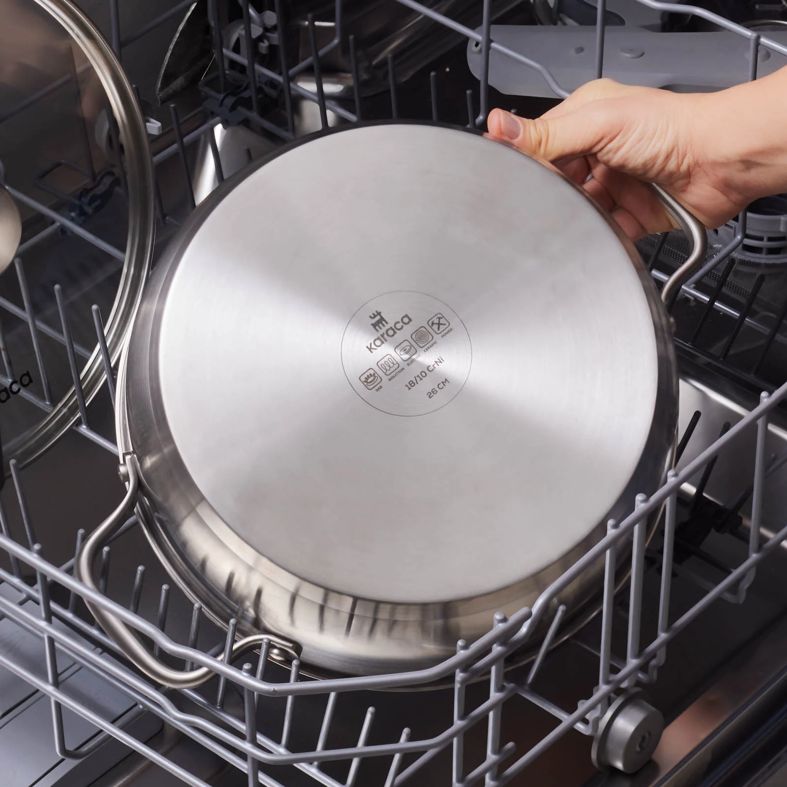 Karaca Elite Stainless Steel Induction Shallow Casserole & Lid, 26cm, Silver - Image 5