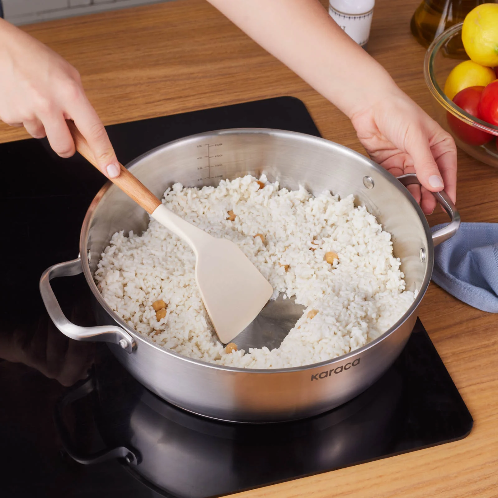 Karaca Elite Stainless Steel Induction Shallow Casserole & Lid, 30cm, Silver - Image 2