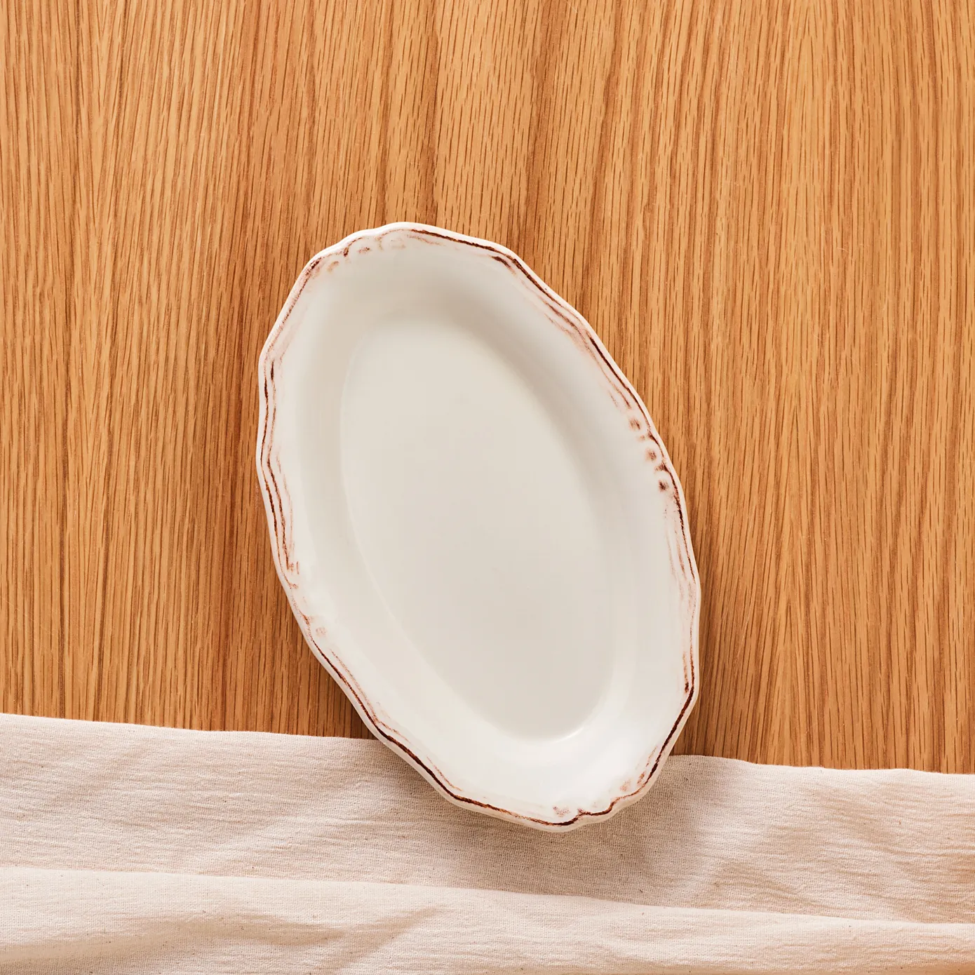 Karaca Elizabeth Ceramic Serving Platter, 20cm, Ecru