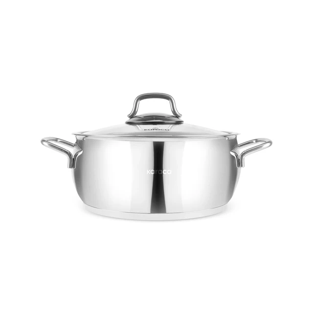 Karaca Emirgan Stainless Steel Shallow Casserole with Lid, 26cm, Silver - Image 7