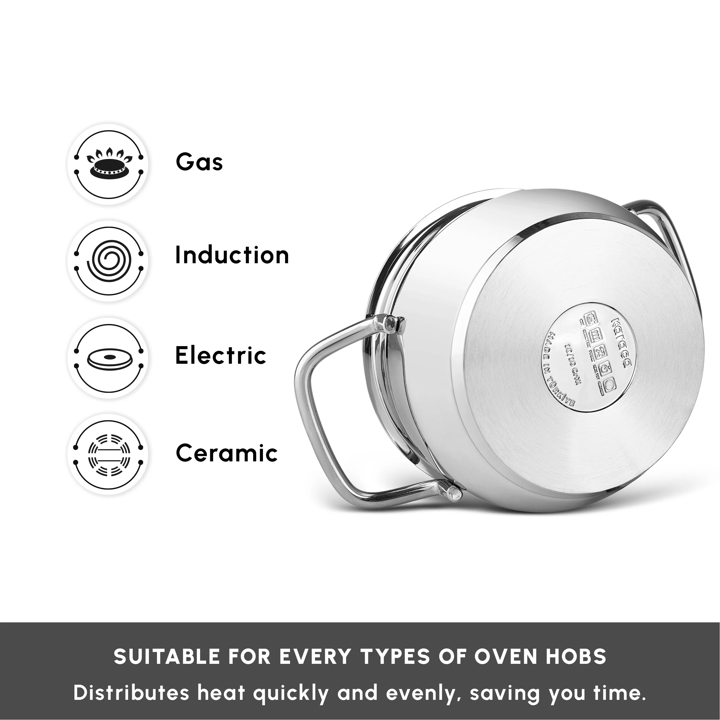 Karaca Emirgan 8-Piece Stainless Steel Induction Cookware Set, Silver Red - Image 5