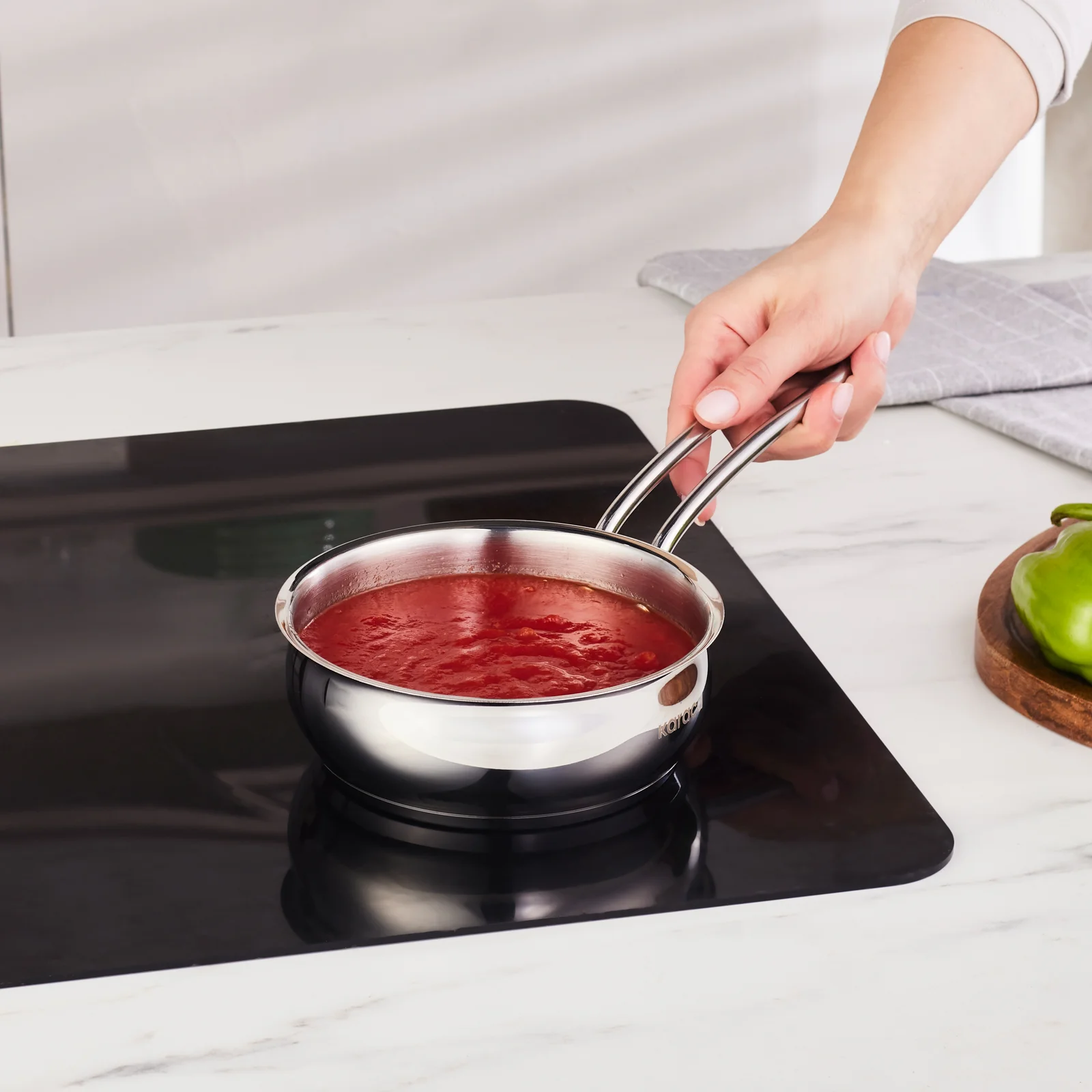 Karaca Emirgan Stainless Frying Pan, 14cm, Silver - Image 3