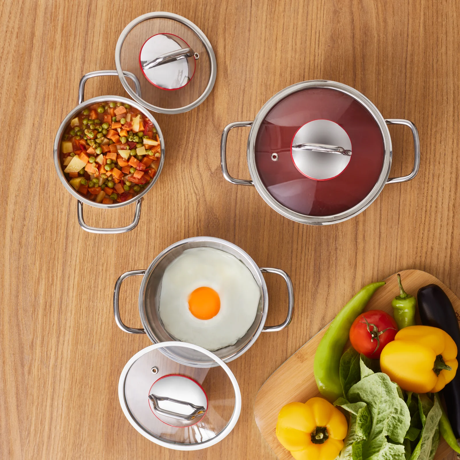 Karaca Emirgan 6 Piece Stainless Steel Induction Shallow Pot Set - Image 6