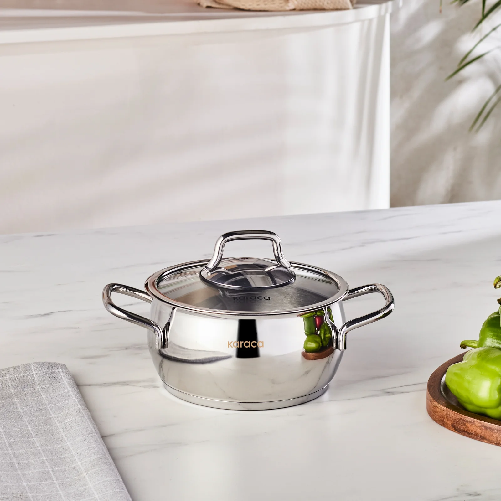 Karaca Emirgan Stainless Steel Stockpot with Lid, 16cm, Silver