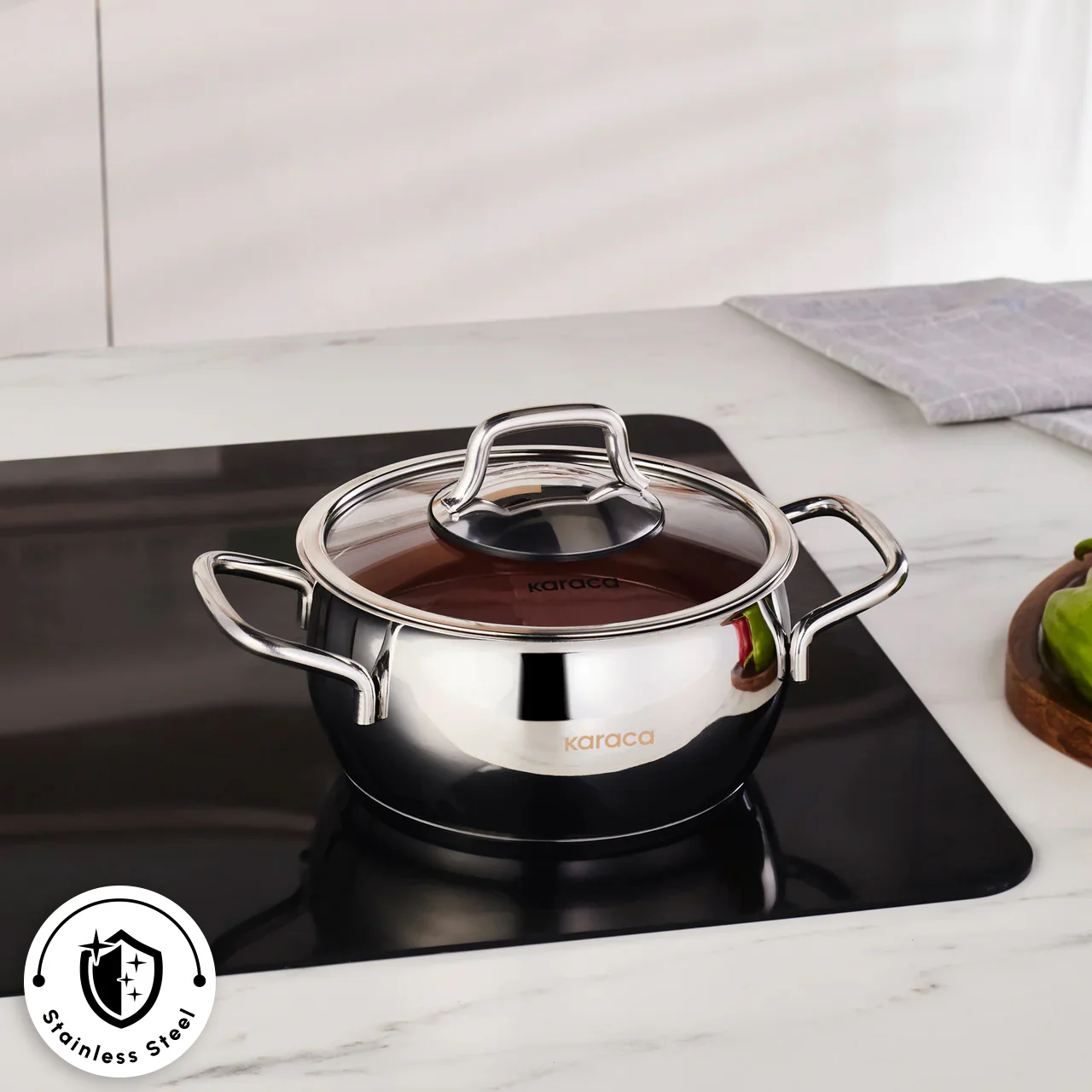 Karaca Emirgan Stainless Steel Stockpot with Lid, 16cm, Silver - Image 2