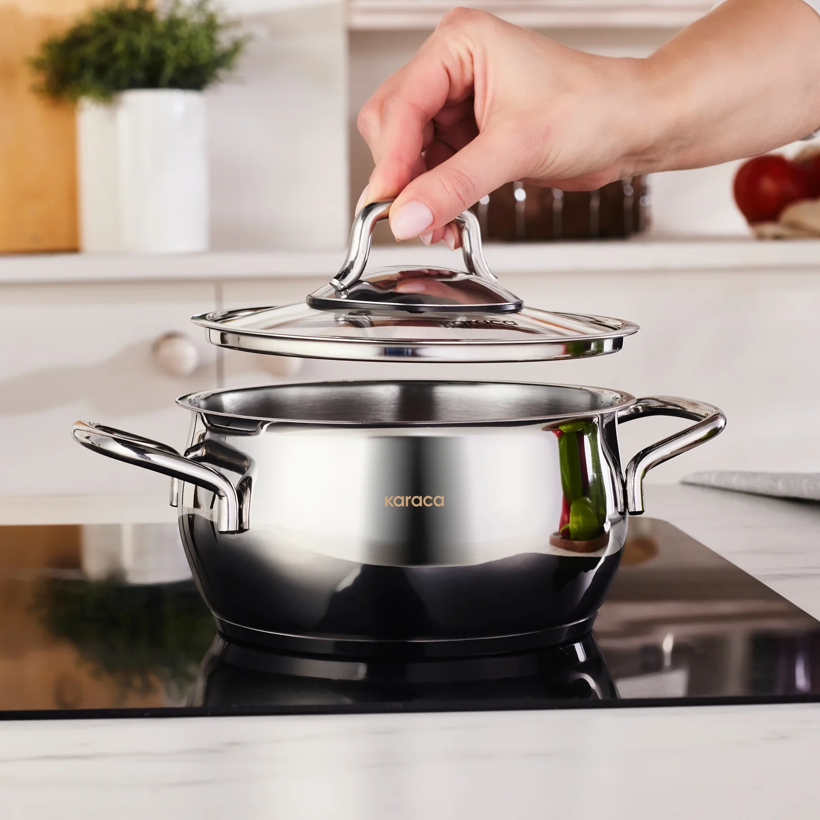 Karaca Emirgan Stainless Steel Stockpot with Lid, 16cm, Silver - Image 4