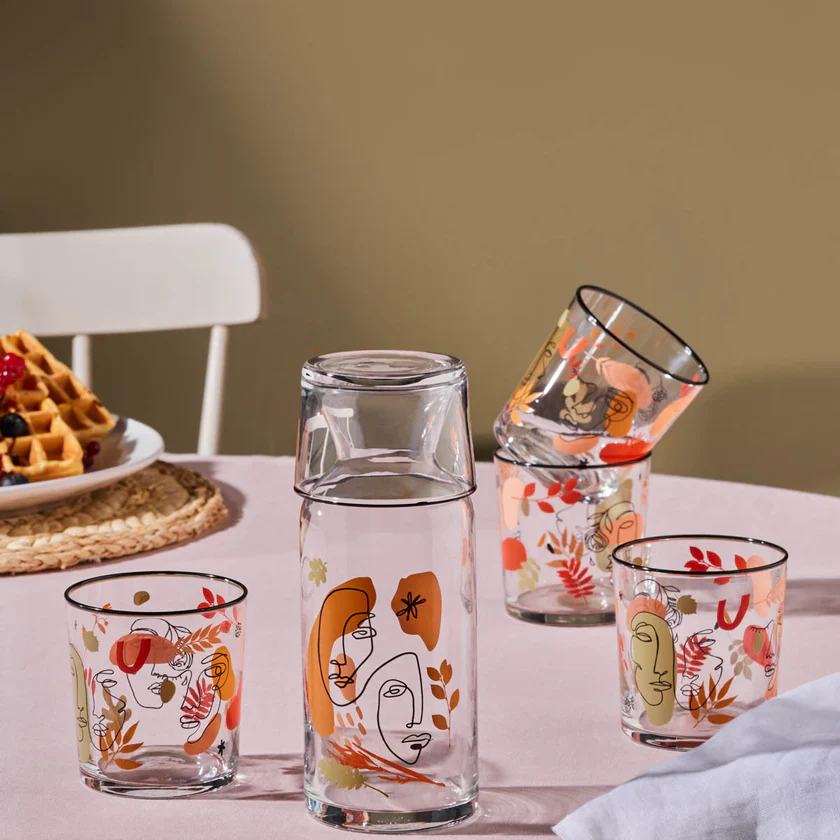 Karaca Face 5-Piece Tumbler Glass Set, Multi - Image 3