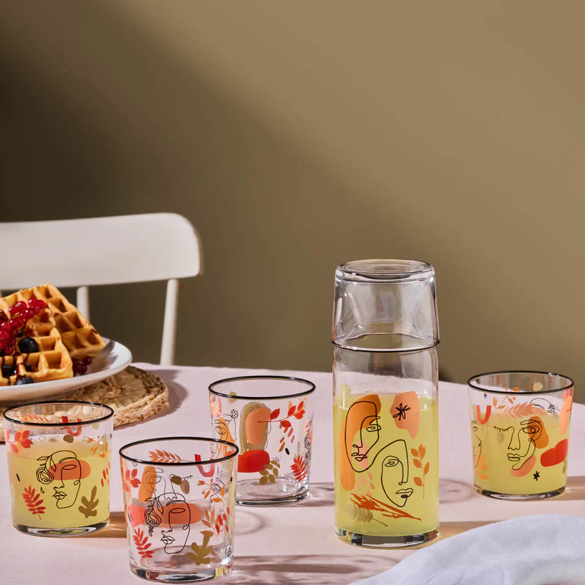 Karaca Face 5-Piece Tumbler Glass Set, Multi - Image 4