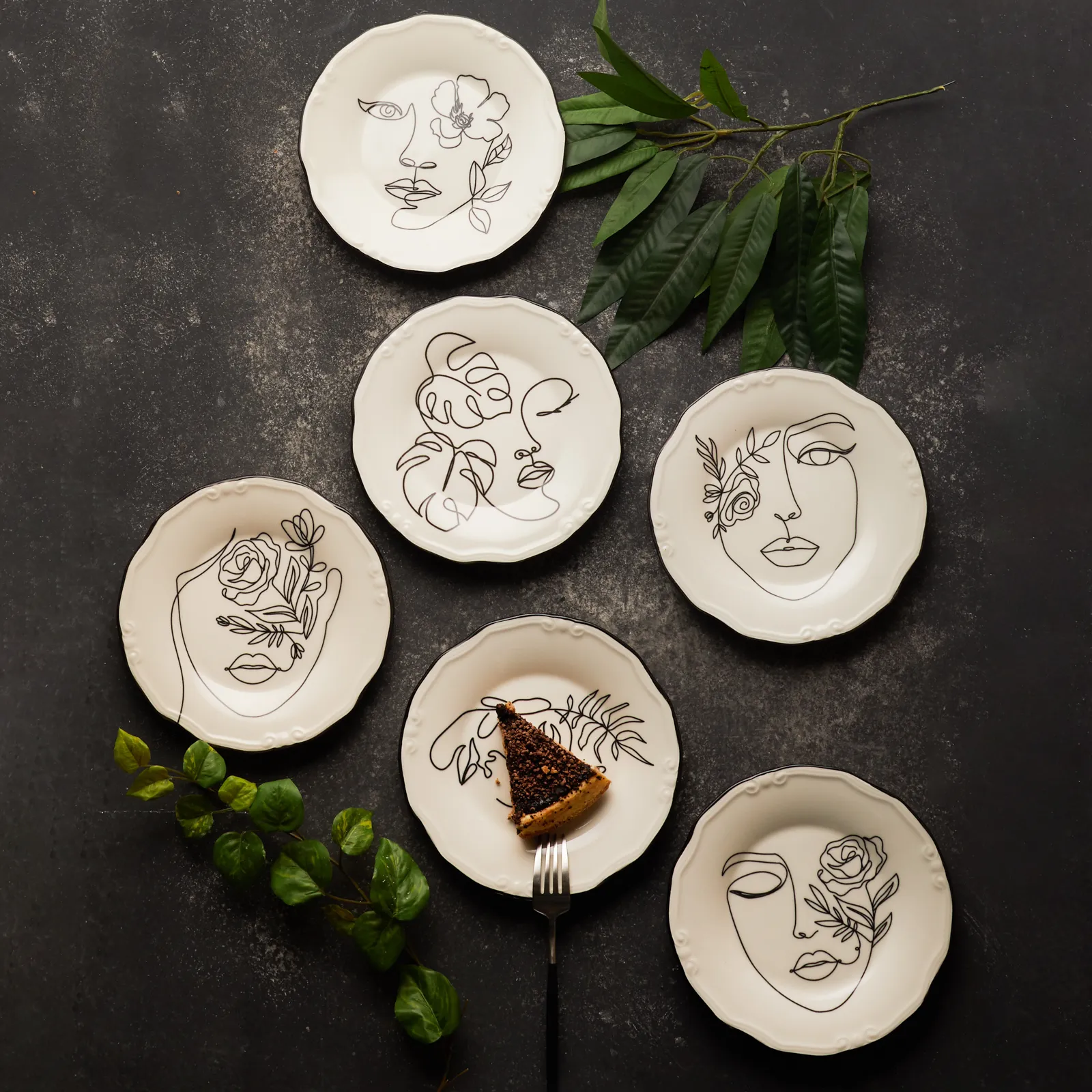 Karaca Face Porcelain Serveware Set for 6 People, 21cm, Multi - Image 3