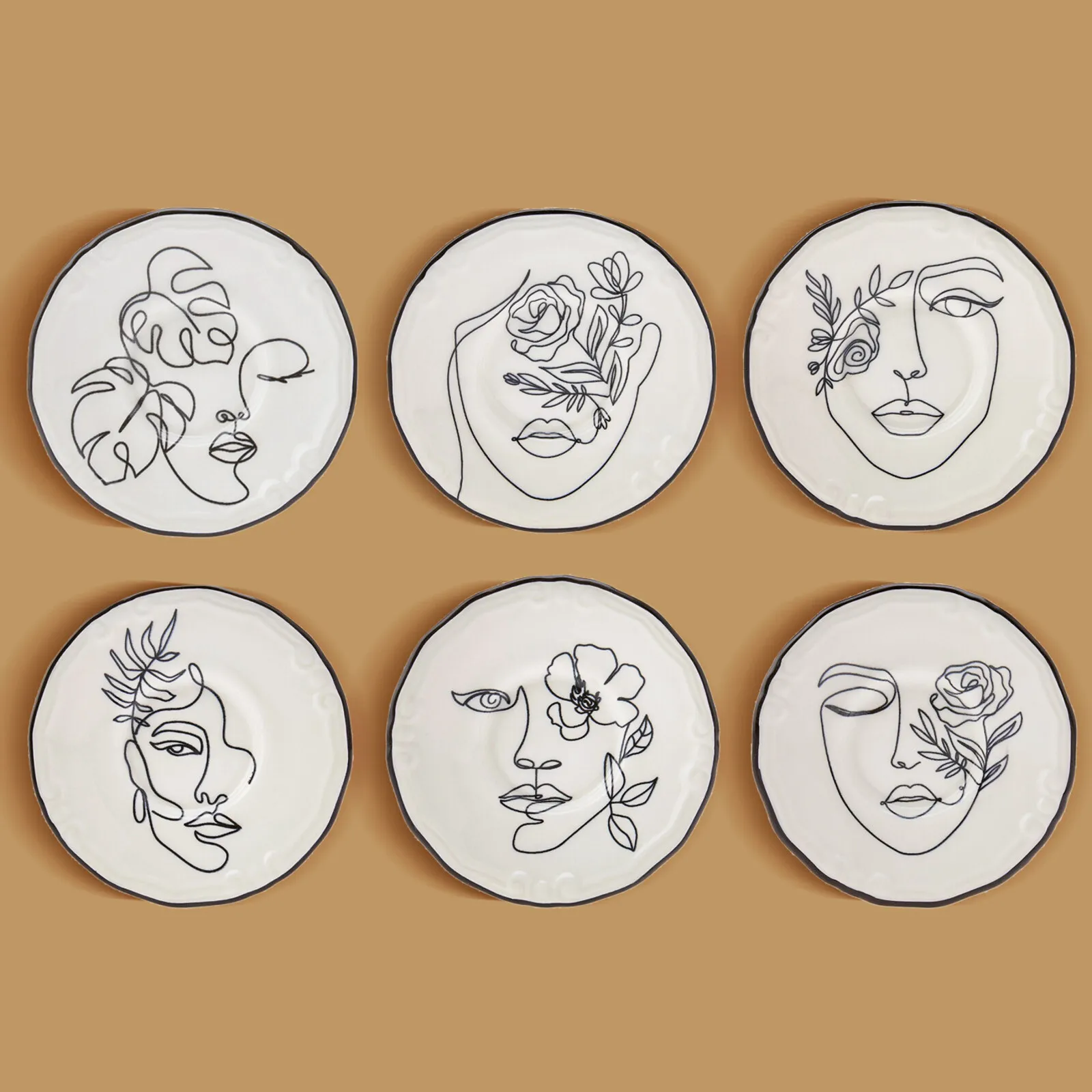 Karaca Face Porcelain Serveware Set for 6 People, 21cm, Multi - Image 4