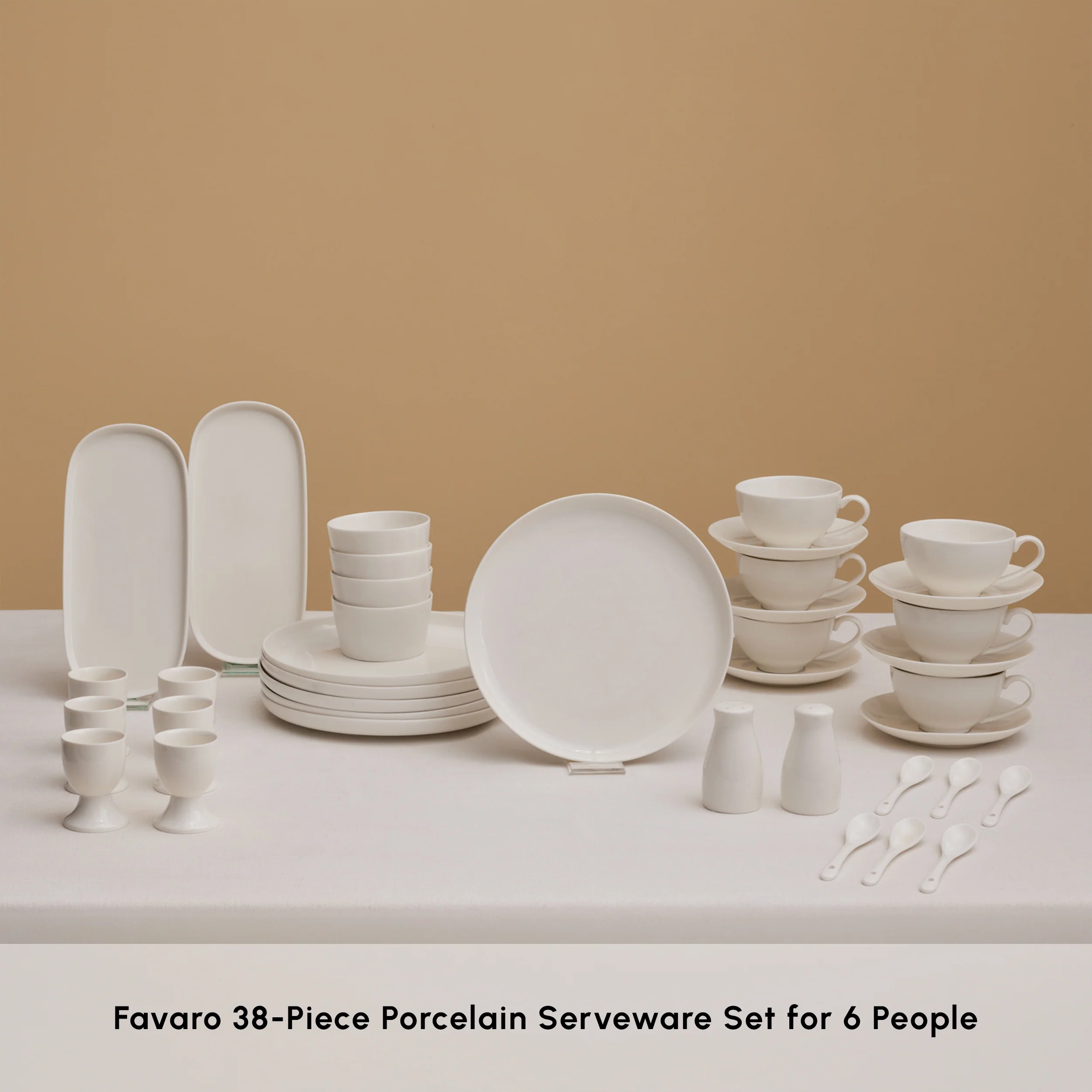 Karaca Stream Pure Favaro 38-Piece Serveware Set for 6 People, White - Image 3