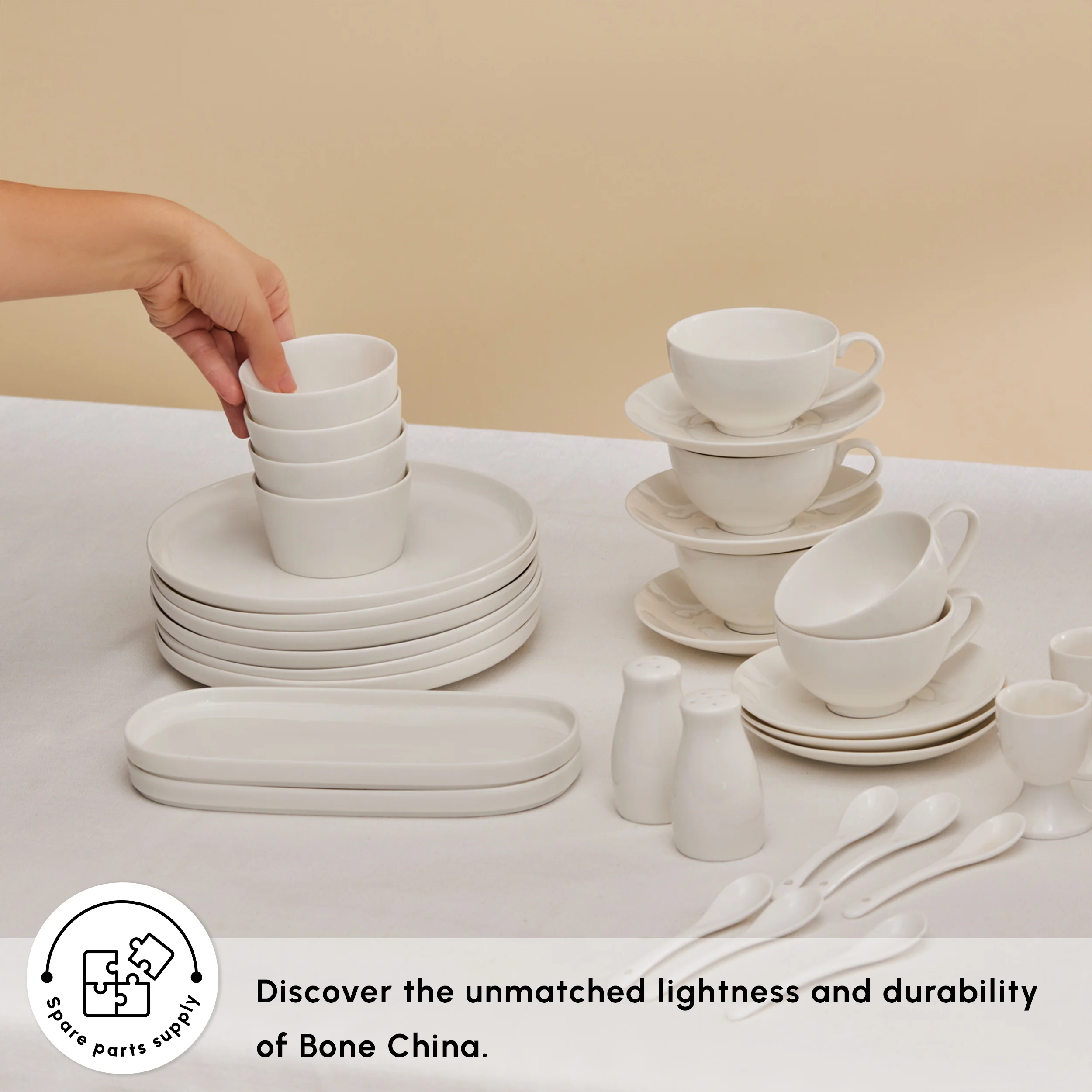 Karaca Stream Pure Favaro 38-Piece Serveware Set for 6 People, White - Image 6