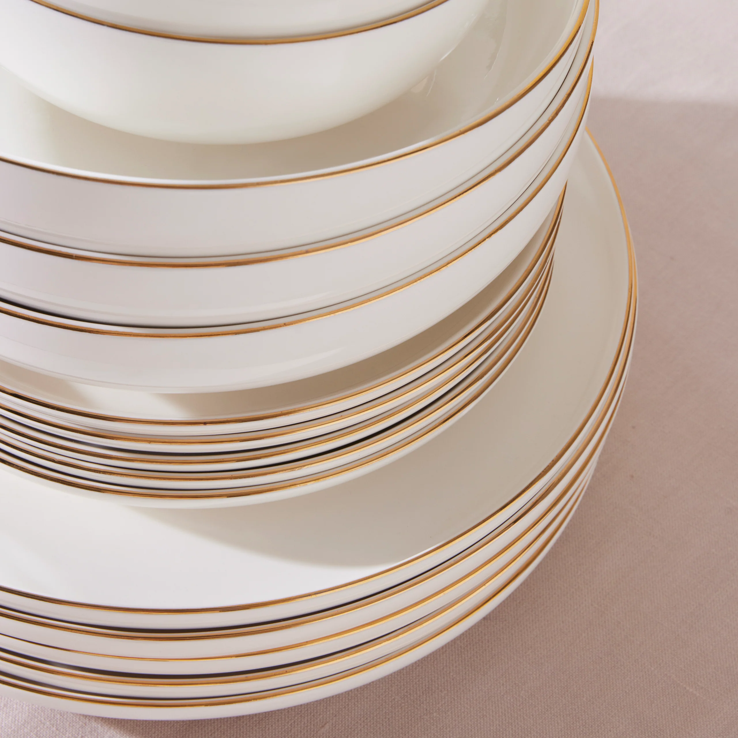 Karaca Stream Bone China Favaro 53-Piece Dinner Set for 12 People, Gold - Image 8