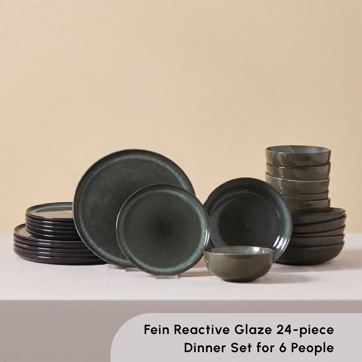Karaca Fein 24-Piece Reactive Glaze Dinner Set for 6 People, Multi - Image 3