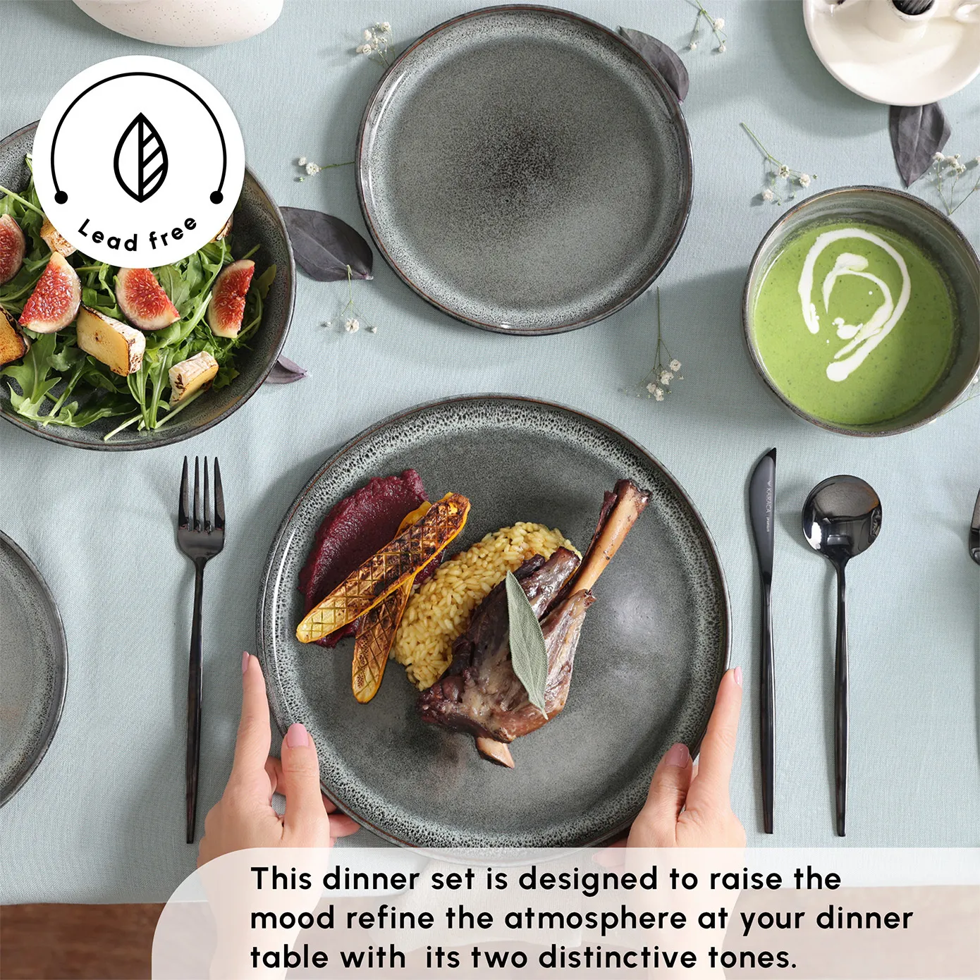 Karaca Fein 24-Piece Reactive Glaze Dinner Set for 6 People, Multi - Image 5