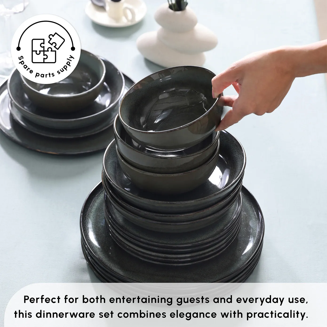 Karaca Fein 24-Piece Reactive Glaze Dinner Set for 6 People, Multi - Image 6