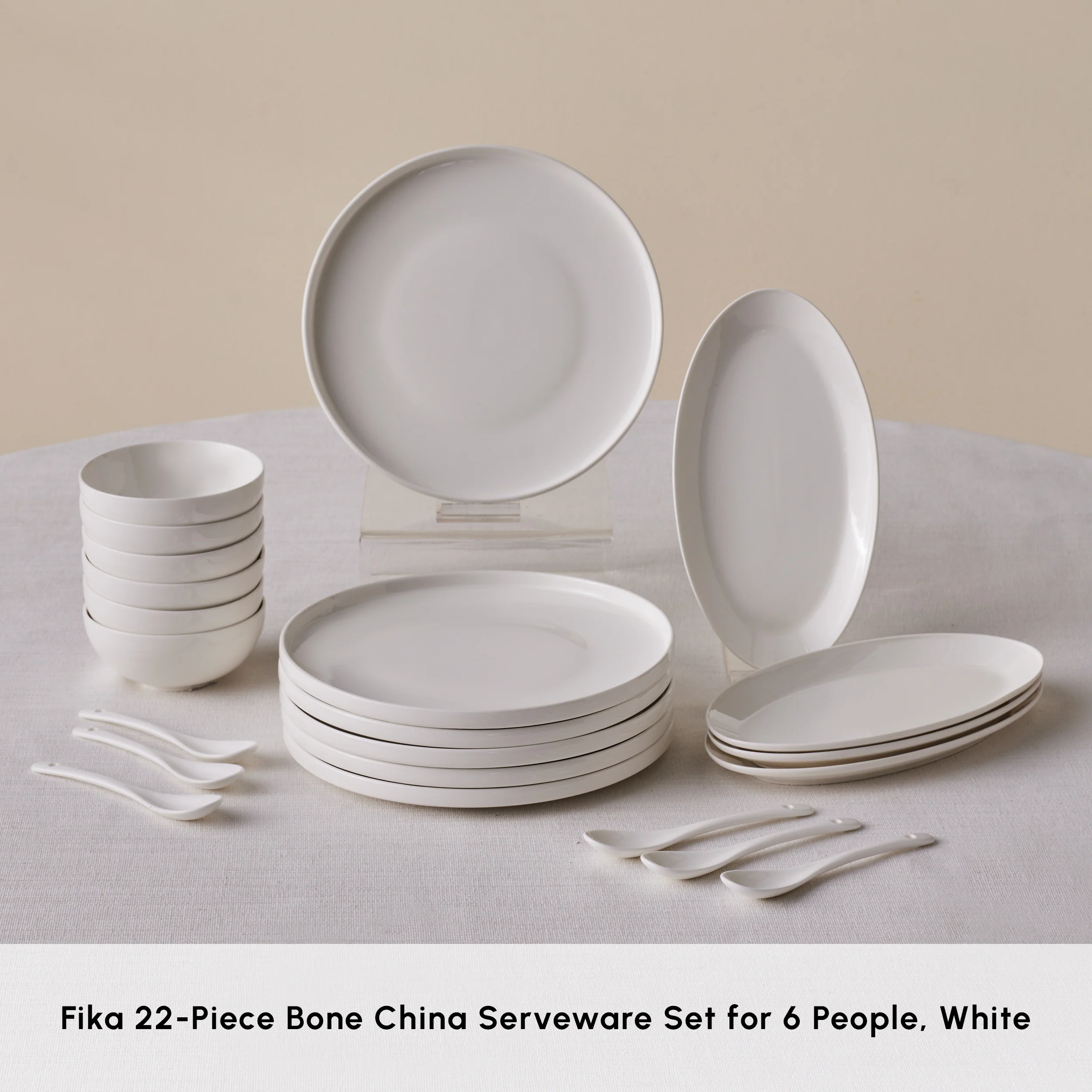 Karaca Forever Bone China Fika 22-Piece Serveware Set for 6 People, White - Image 3