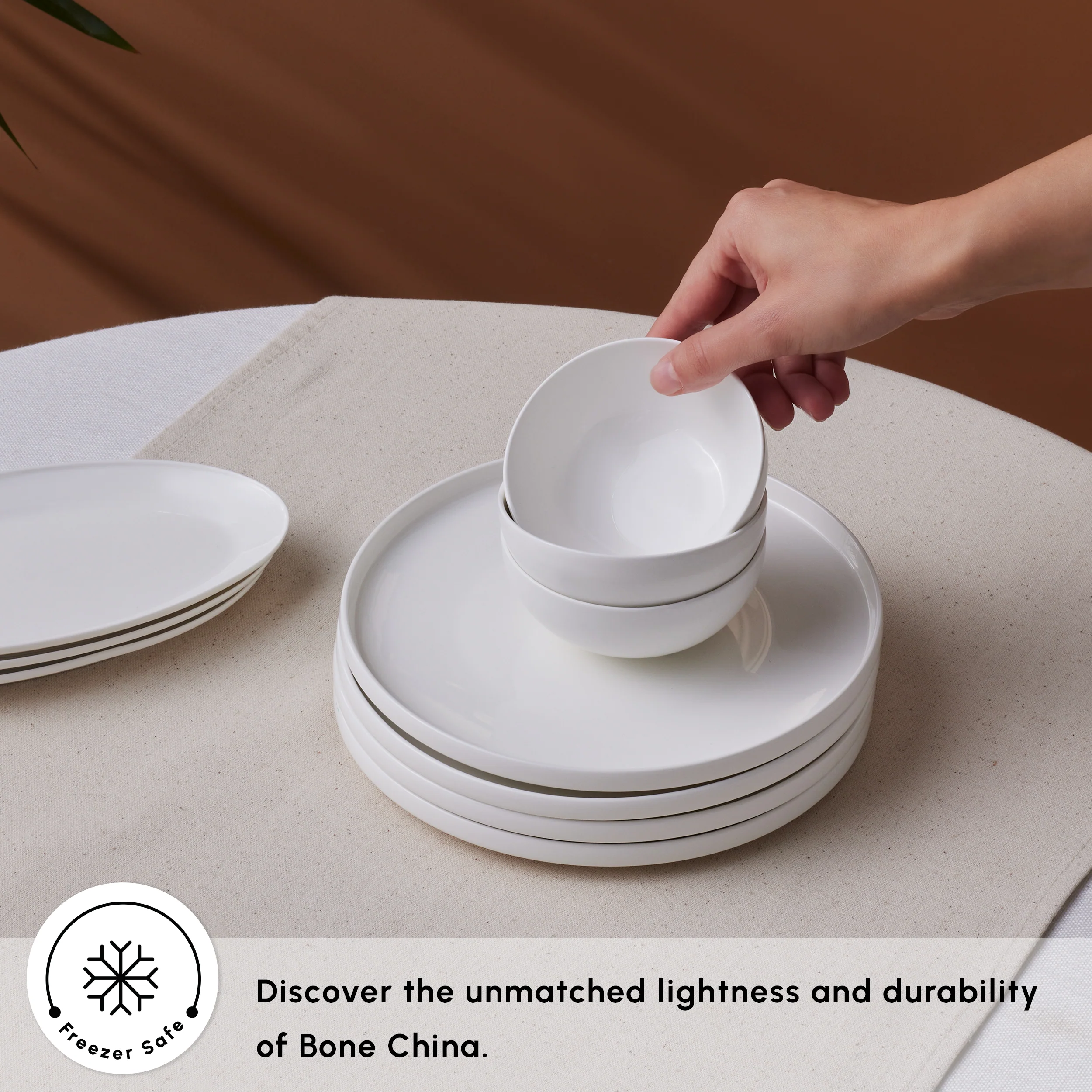 Karaca Forever Bone China Fika 22-Piece Serveware Set for 6 People, White - Image 6