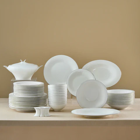 Karaca Fine Pearl Extra Argento 55-Piece Dinner Set for 12 People, Platin