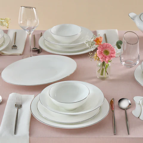 Karaca Fine Pearl Extra Argento 55-Piece Dinner Set for 12 People, Platin - Image 3