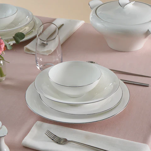 Karaca Fine Pearl Extra Argento 55-Piece Dinner Set for 12 People, Platin - Image 6