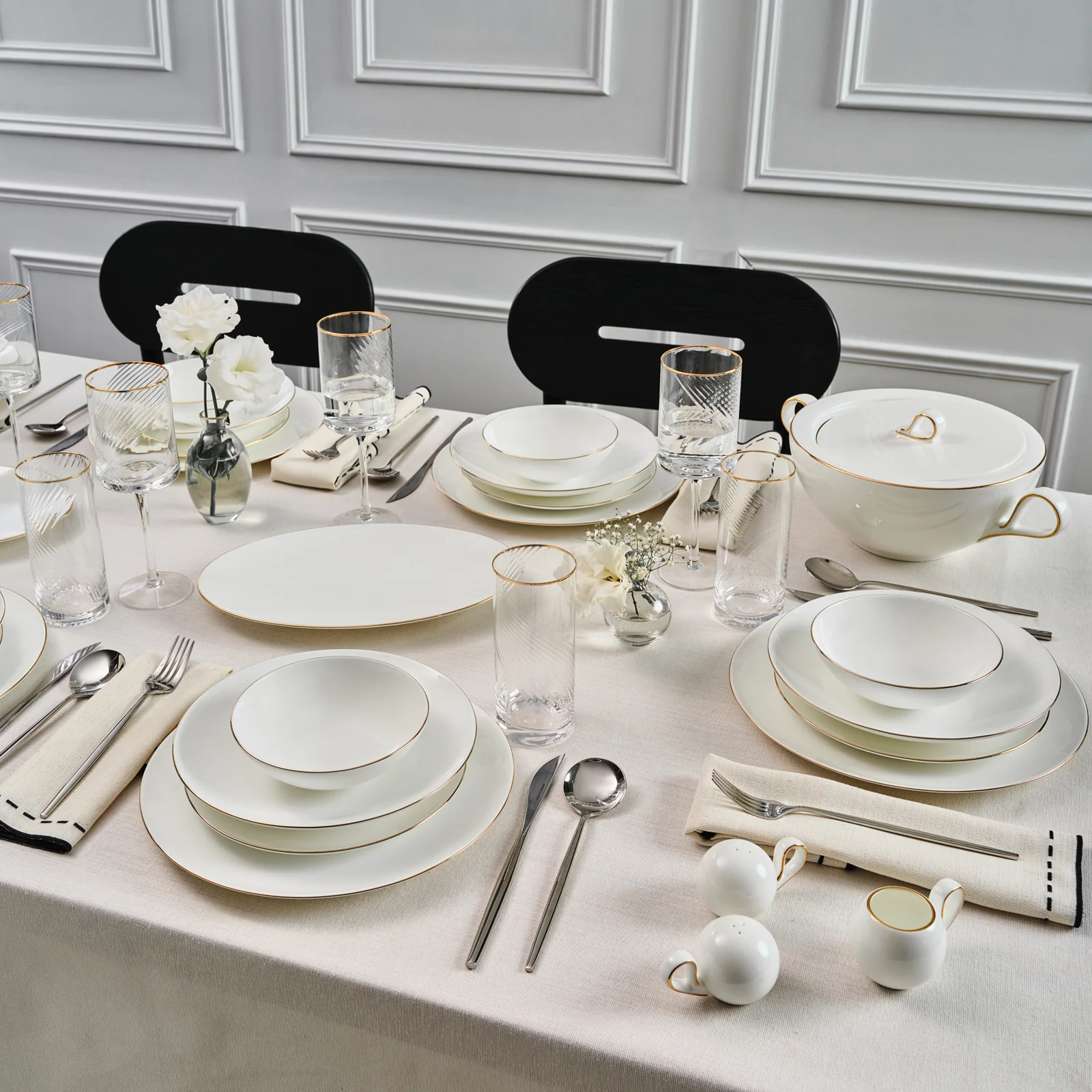 Karaca Fine Pearl Extra Chanak 55-Piece Dinner Set for 12 People, Gold - Image 4