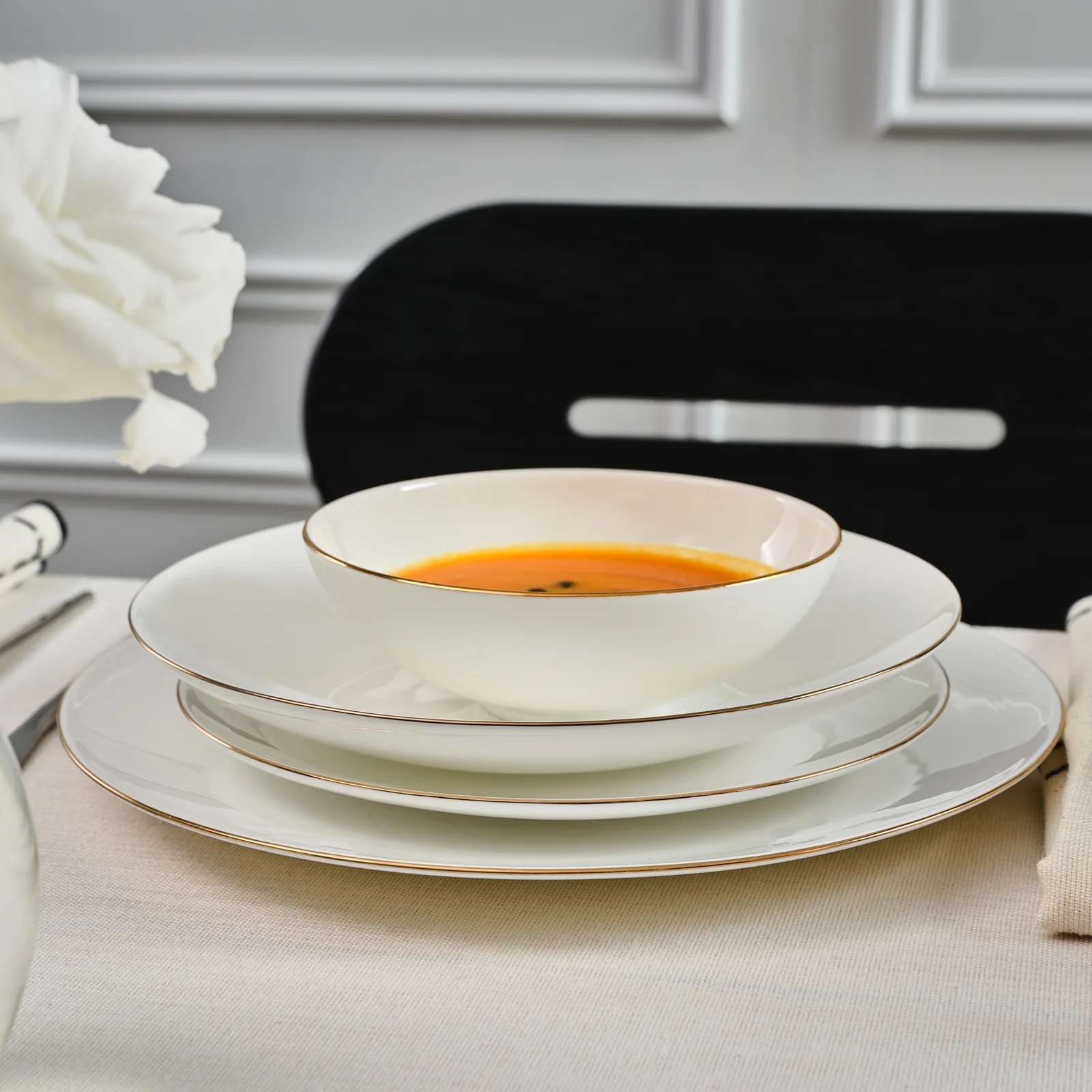 Karaca Fine Pearl Extra Chanak 55-Piece Dinner Set for 12 People, Gold - Image 6