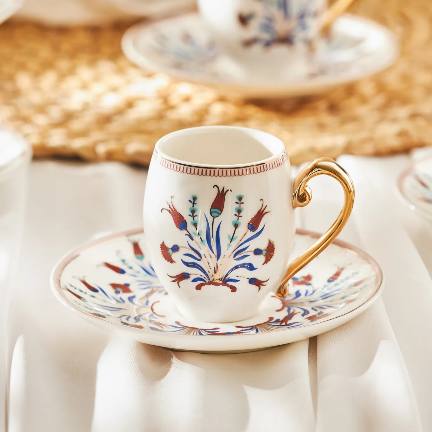 Karaca Finike 12 Piece Porcelain Espresso Turkish Coffee Cup for 6 People, 80ml, White Multi - Image 8