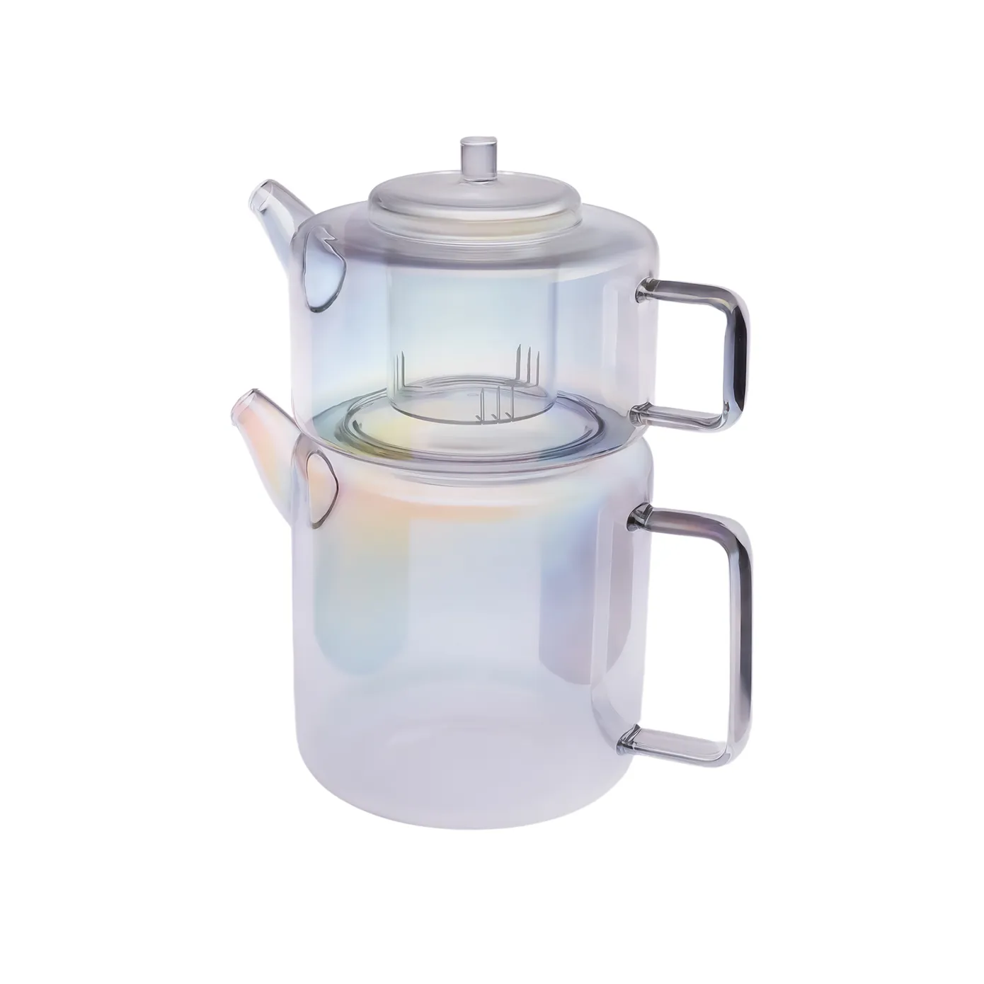 Karaca Flat Borosilicate Glass Luster Teapot, Multi - Image 3