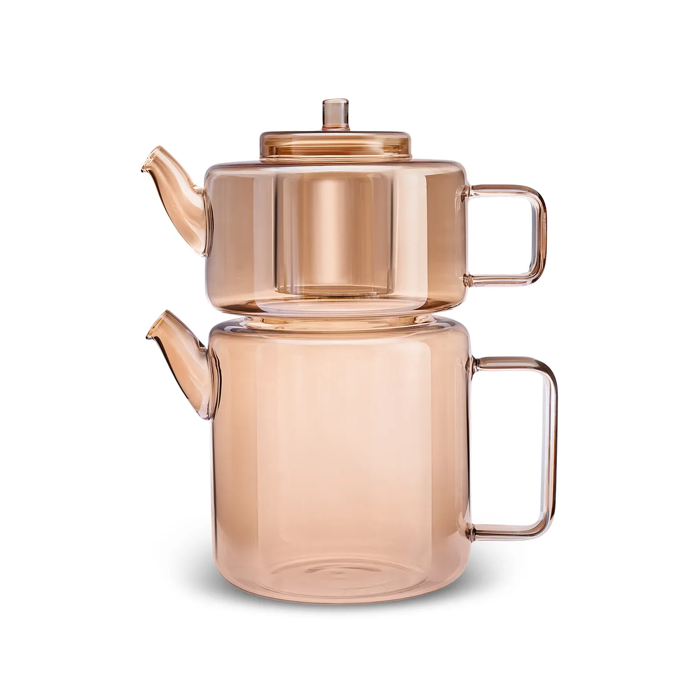 Karaca Flat Borosilicate Glass Teapot, Amber - Image 2