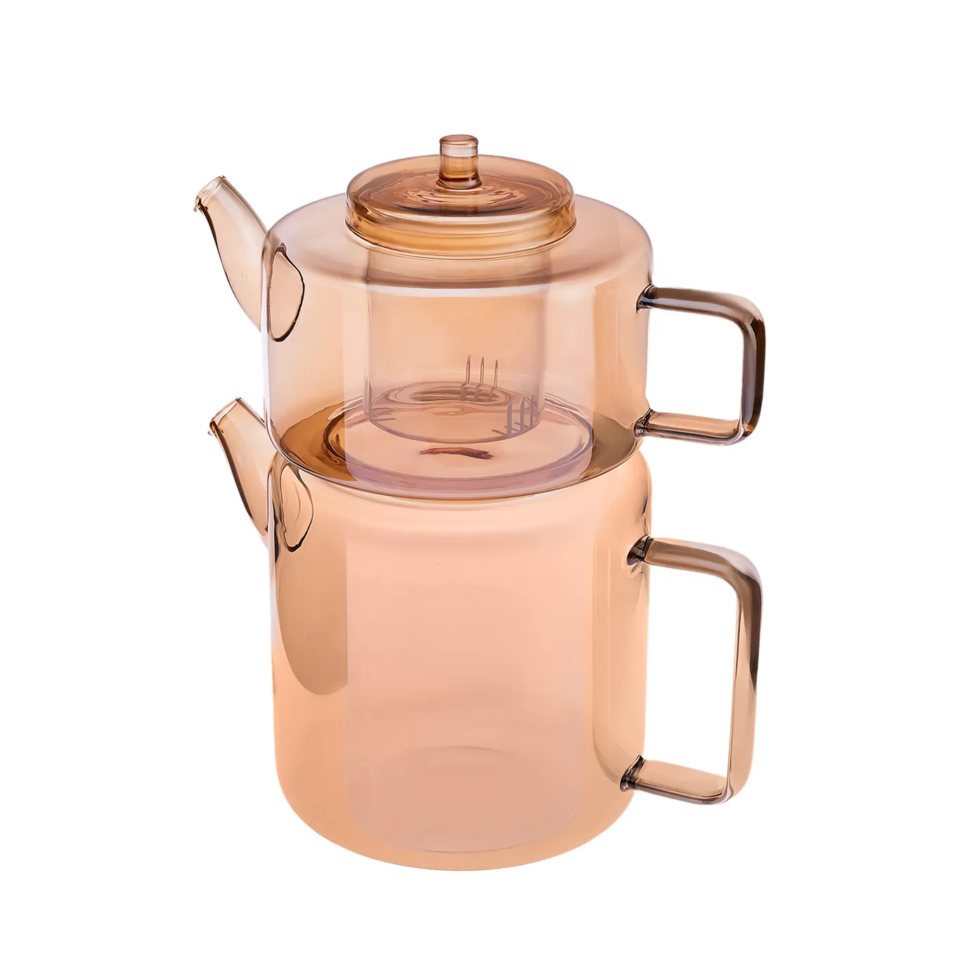 Karaca Flat Borosilicate Glass Teapot, Amber - Image 3