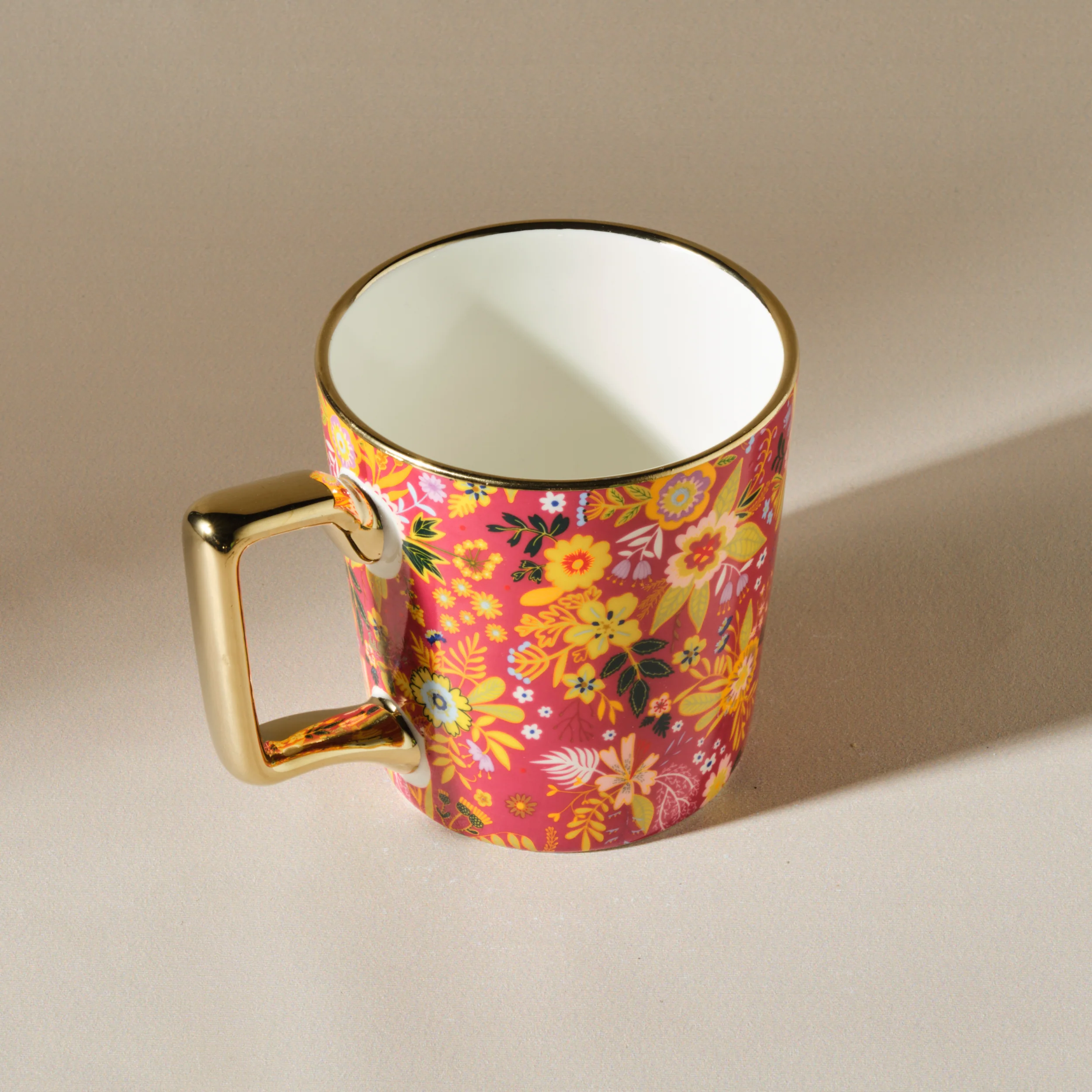 Karaca Flower Porcelain Letter U Mug, 350ml, Multi - Image 3