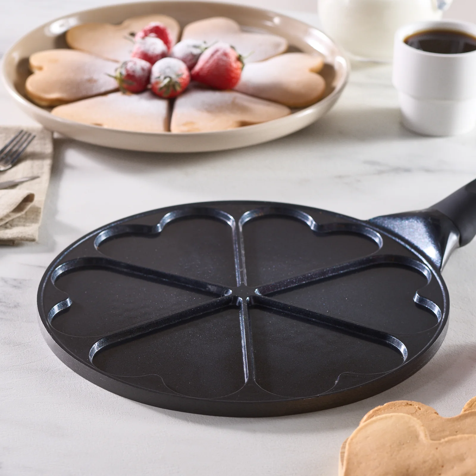 Karaca Fluffy Love Non-Stick Induction Ceramic Coating Pancake Pan, 26cm, Black - Image 3