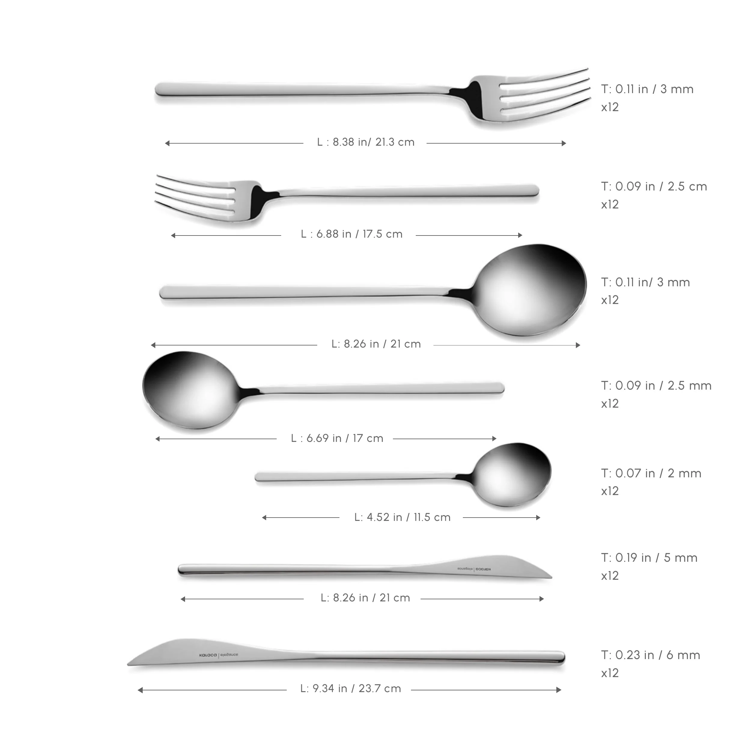 Karaca Focus 84-Piece Stainless Steel Cutlery Set for 12 People, Platinum - Image 3