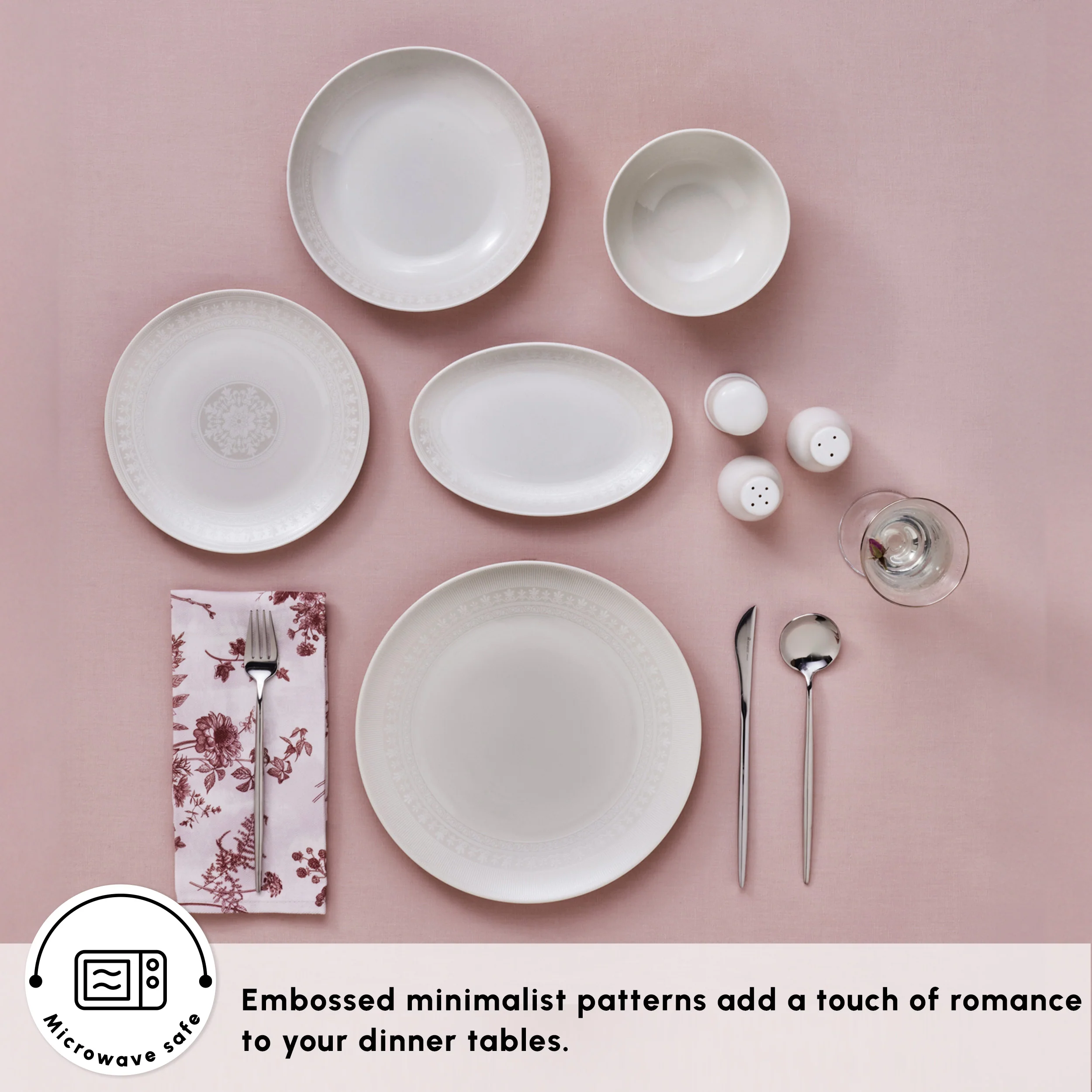 Karaca Forever Bone China Artiste 53-Piece Dinner Set for 12 People, White - Image 4