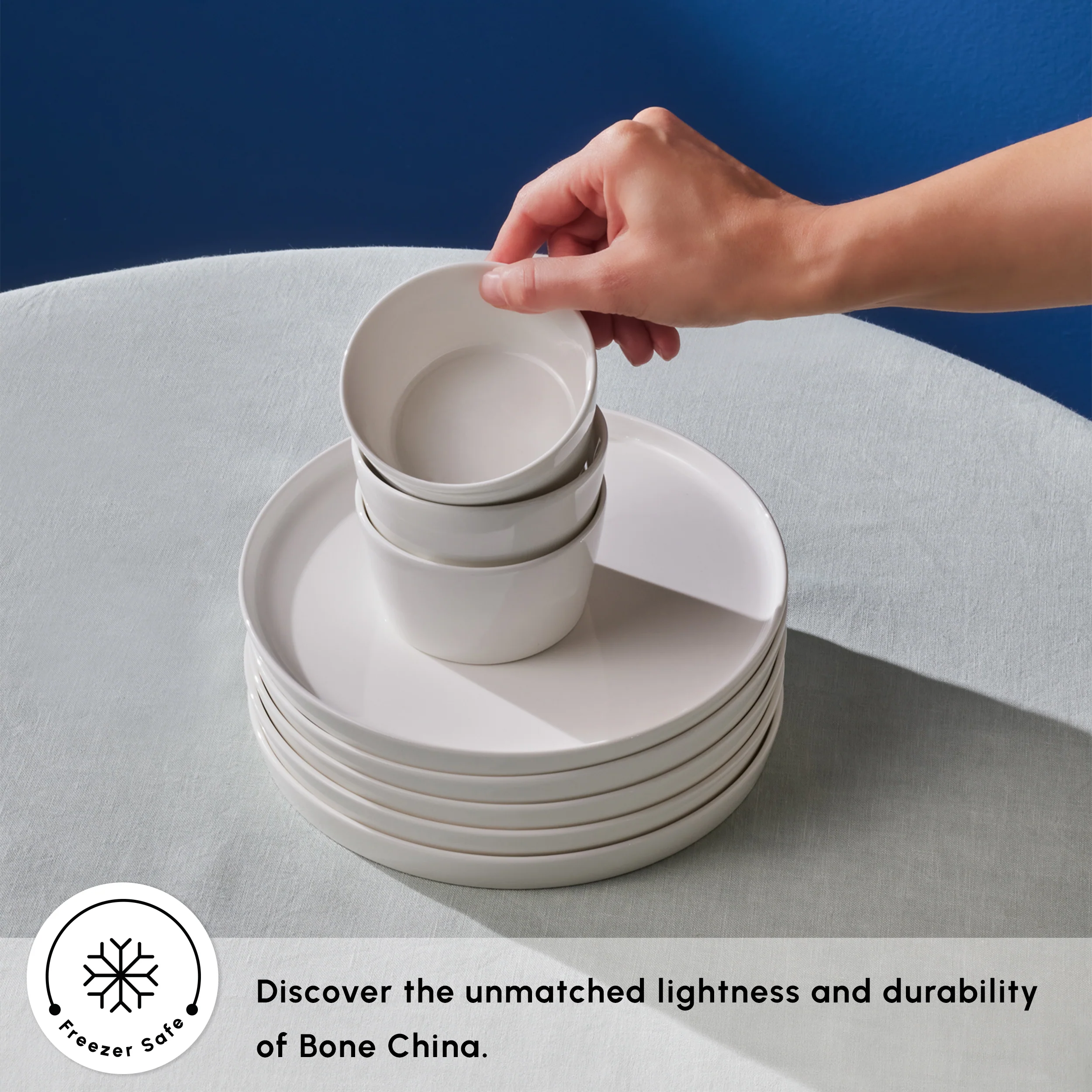 Karaca Forever Bone China Bomo 22-Piece Serveware Set for 6 People, White - Image 6