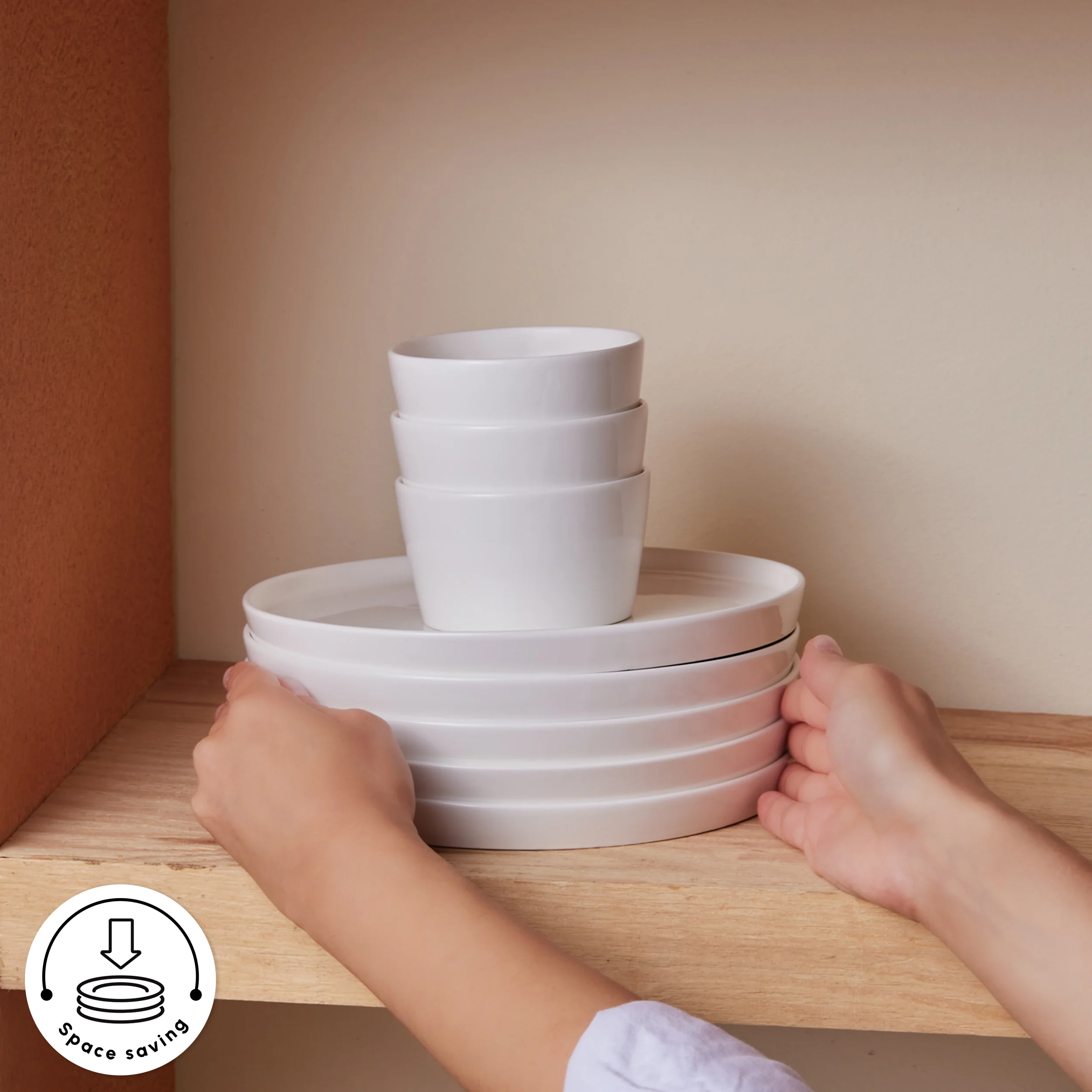 Karaca Forever Bone China Bomo 22-Piece Serveware Set for 6 People, White - Image 8