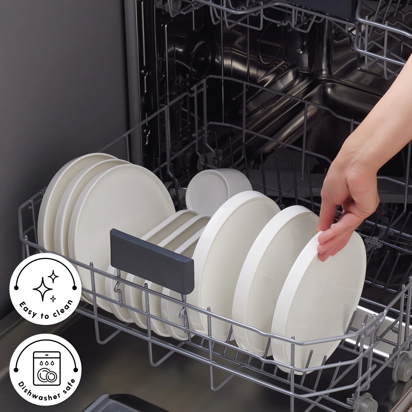 Karaca Forever Bone China Bomo 22-Piece Serveware Set for 6 People, White - Image 9
