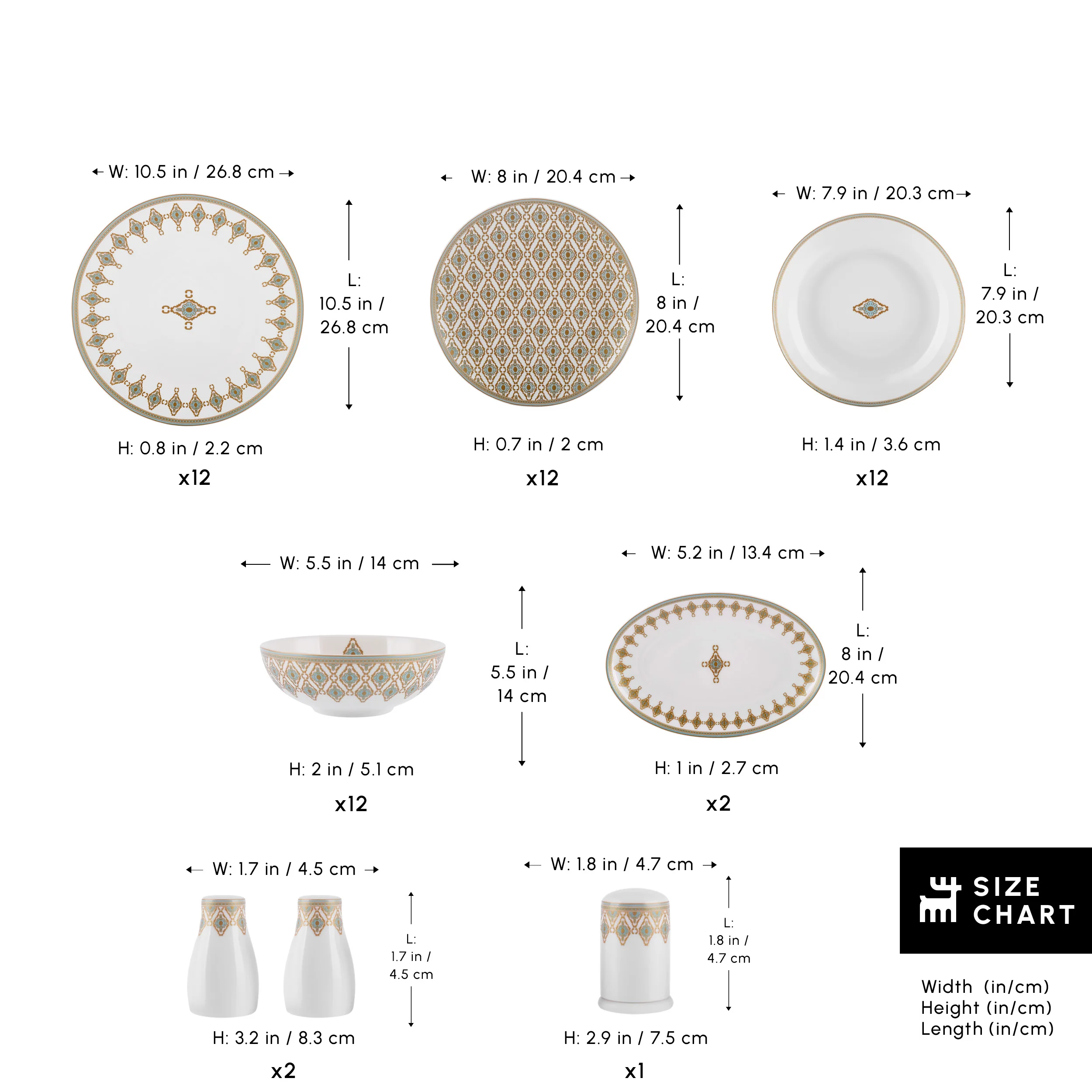 Karaca Forever Bone China Dorothy, 53-Piece Dinner Set for 12 People, Gold - Image 2