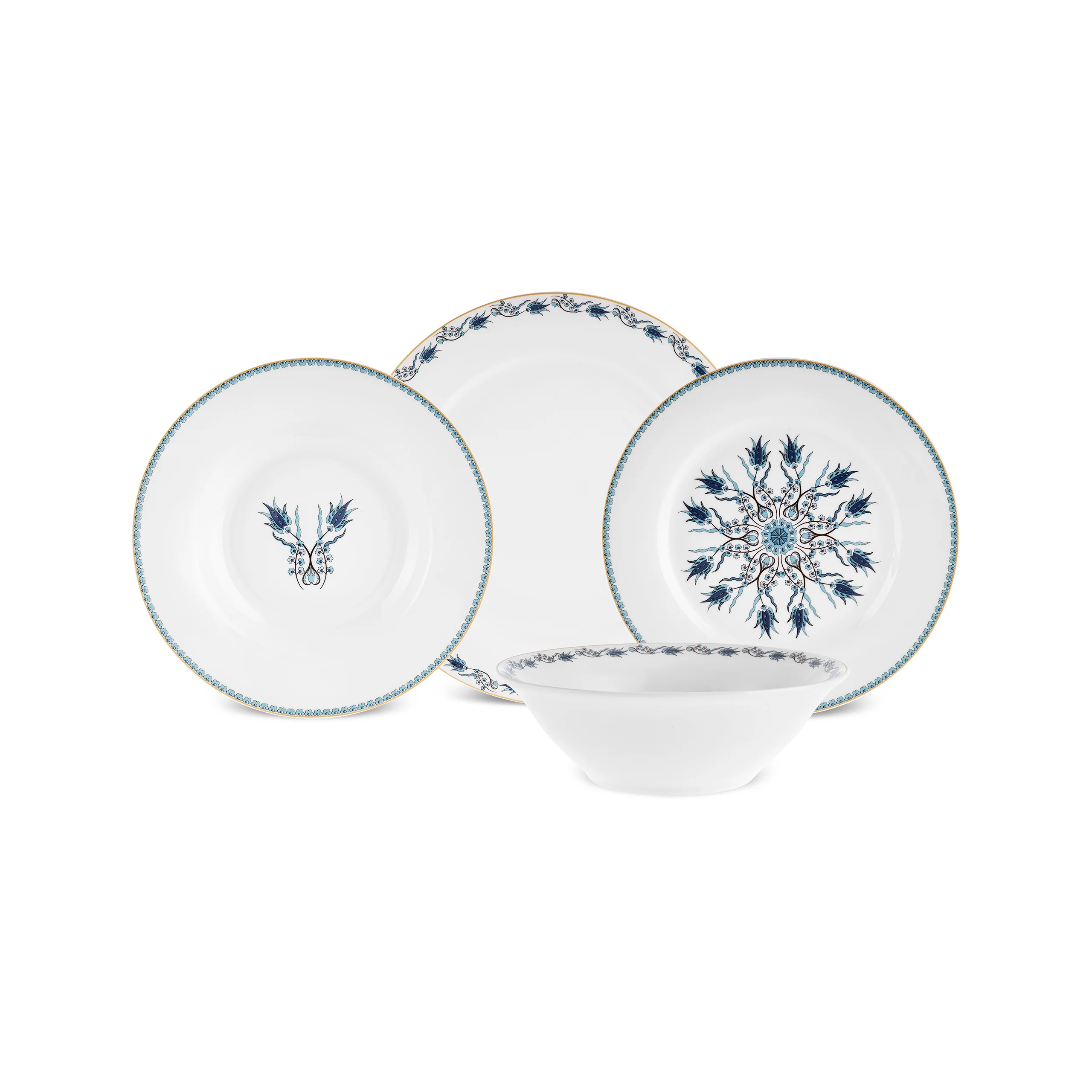 Karaca Forever Bone China Iznik 24-Piece Dinner Set for 6 People, Multi - Image 9