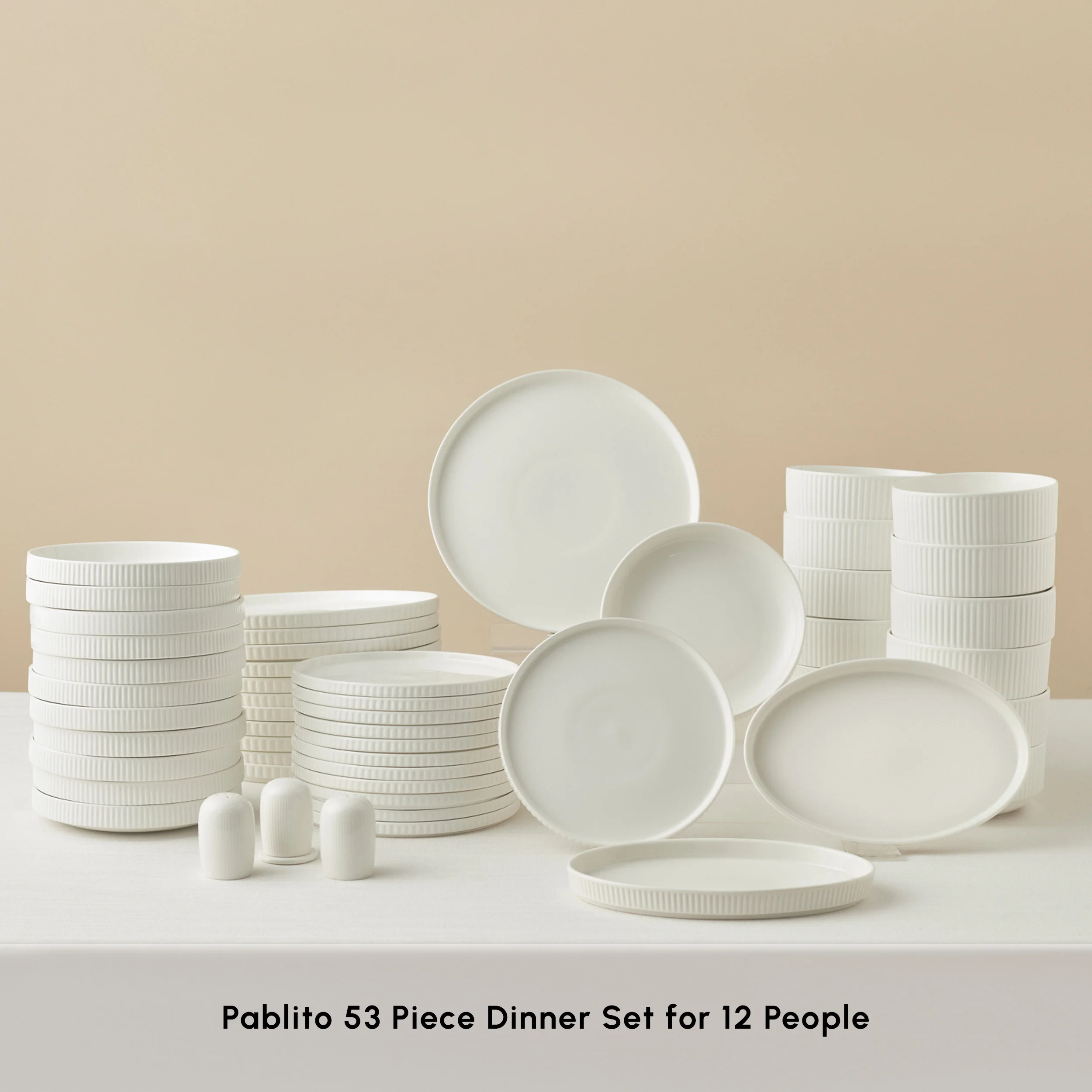 Karaca Forever Bone China Pablito 53-Piece Dinner Set for 12 People, White - Image 3