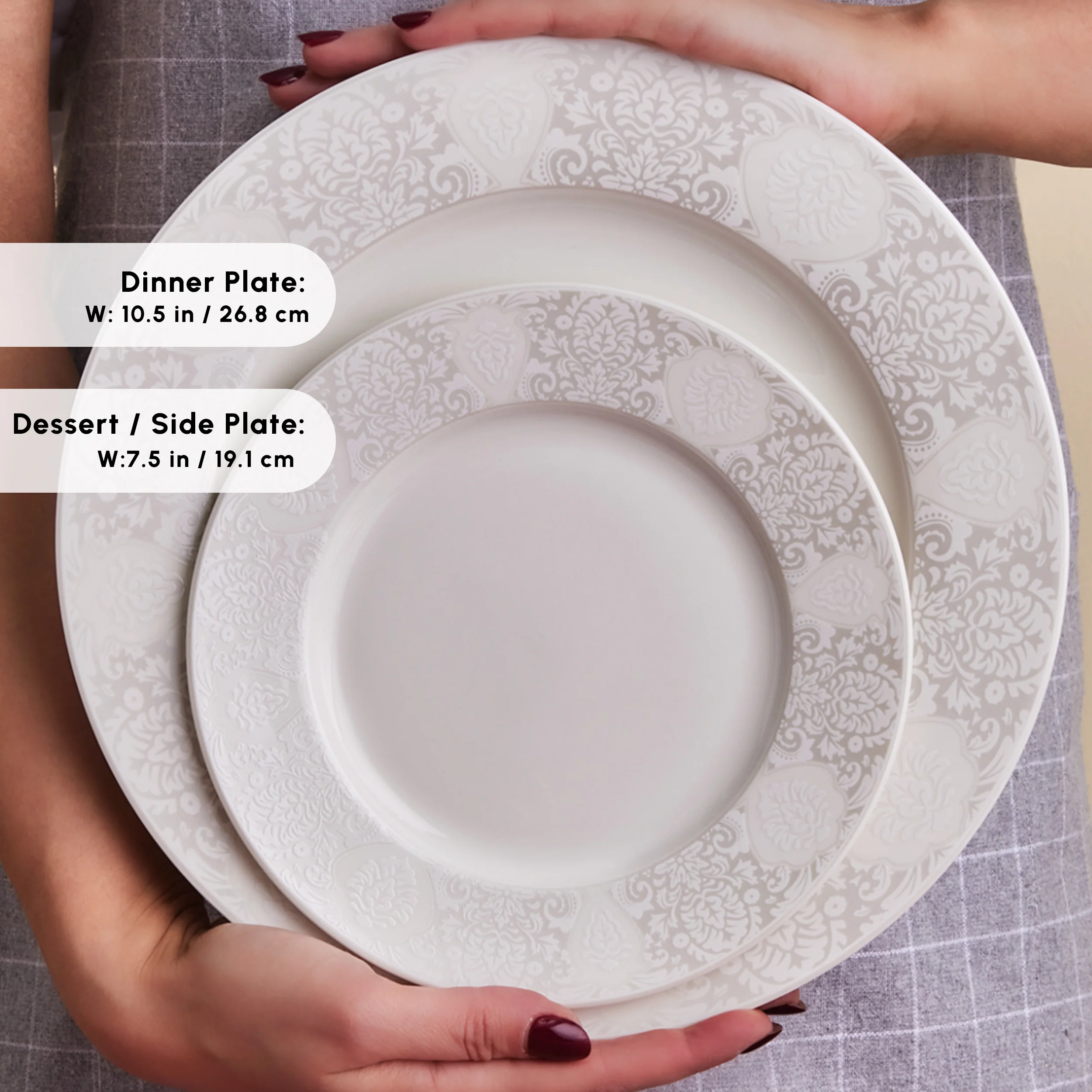 Karaca Forever Bone China New Olio 53-Piece Dinner Set for 12 People, White - Image 7