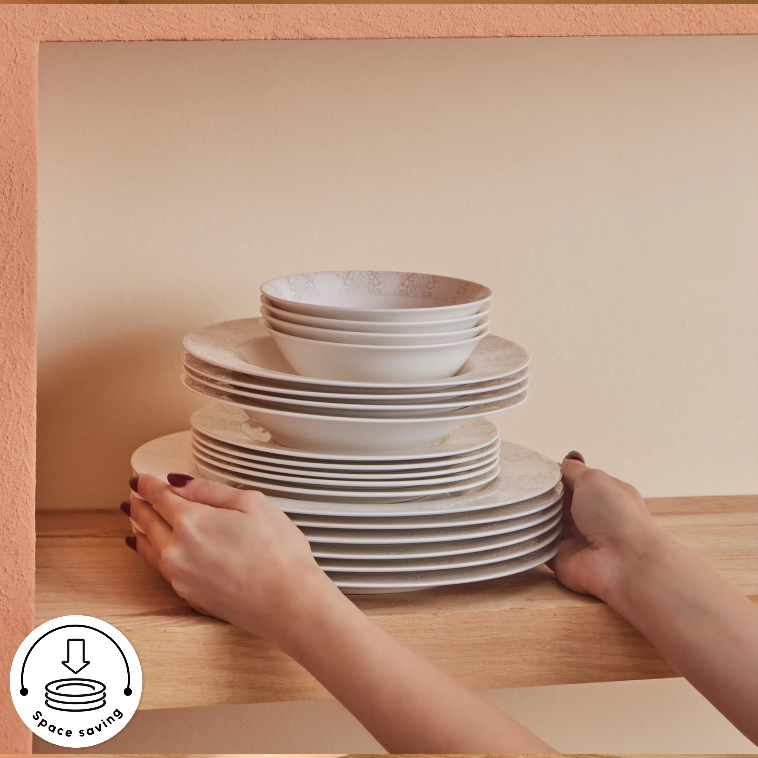Karaca Forever Bone China New Olio 53-Piece Dinner Set for 12 People, White - Image 8