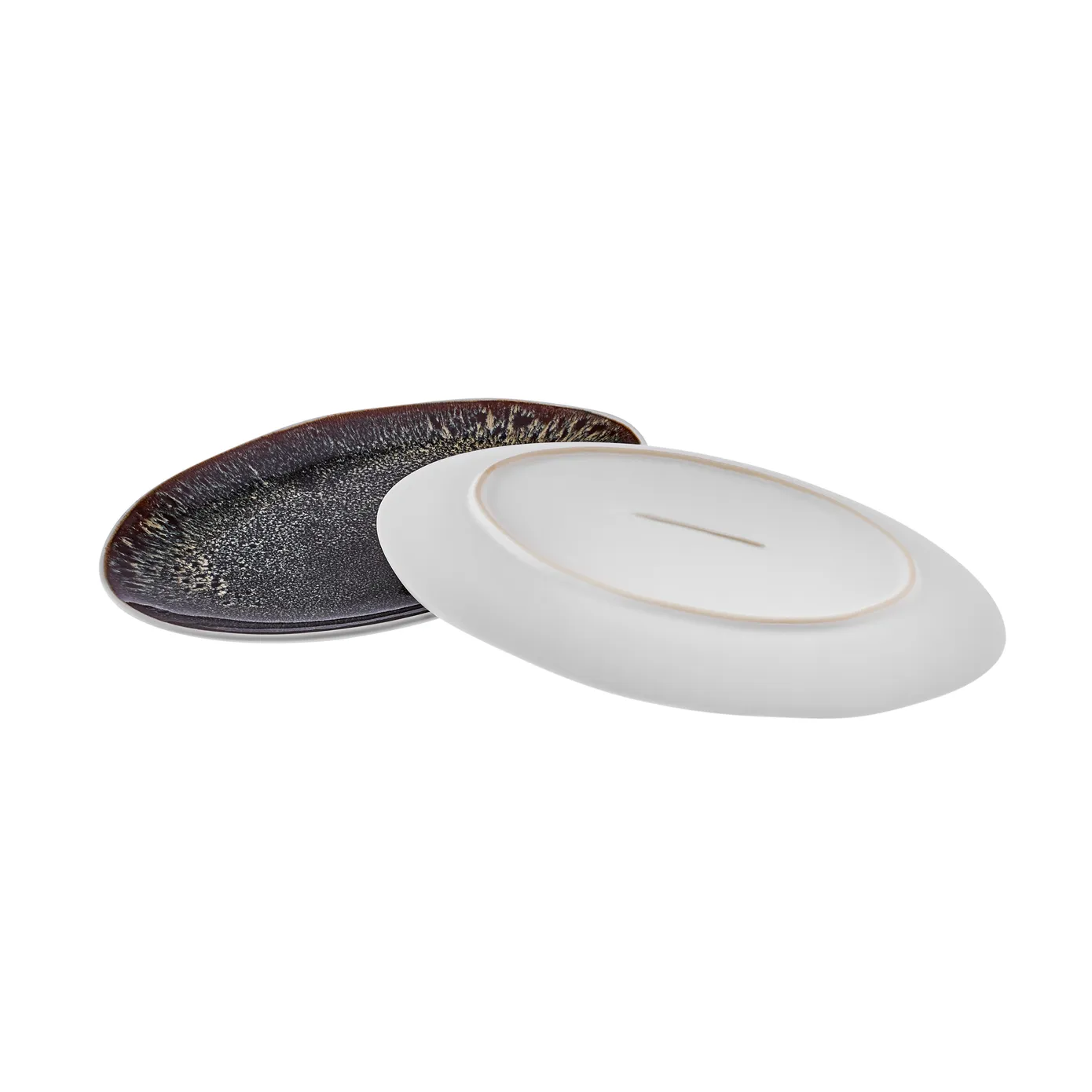 Karaca Galactic Reactive Glaze 2-Piece Serving Platter Set, 30cmx20.5cmx2.5cm, White Multi - Image 4