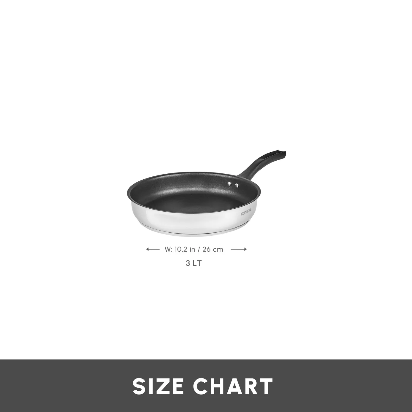 Karaca Gastro Stainless Steel Frying Pan, 26cm, Silver - Image 2