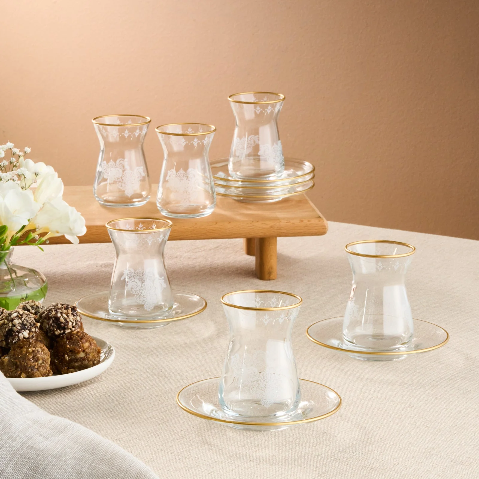 Karaca Gent 12-Piece Turkish Tea Set for 6 People, 132ml, Gold - Image 5