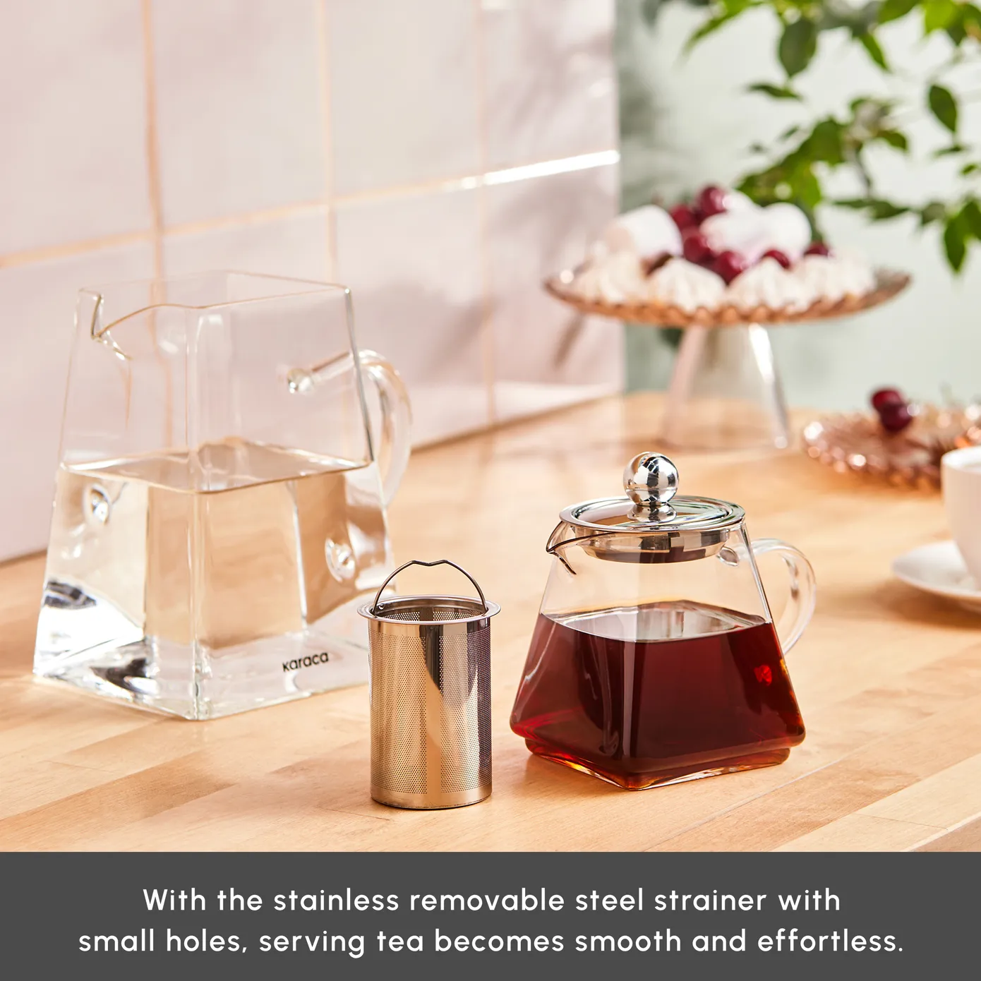 Karaca Giza Borosilicate Glass Teapot Set, Clear - Image 6